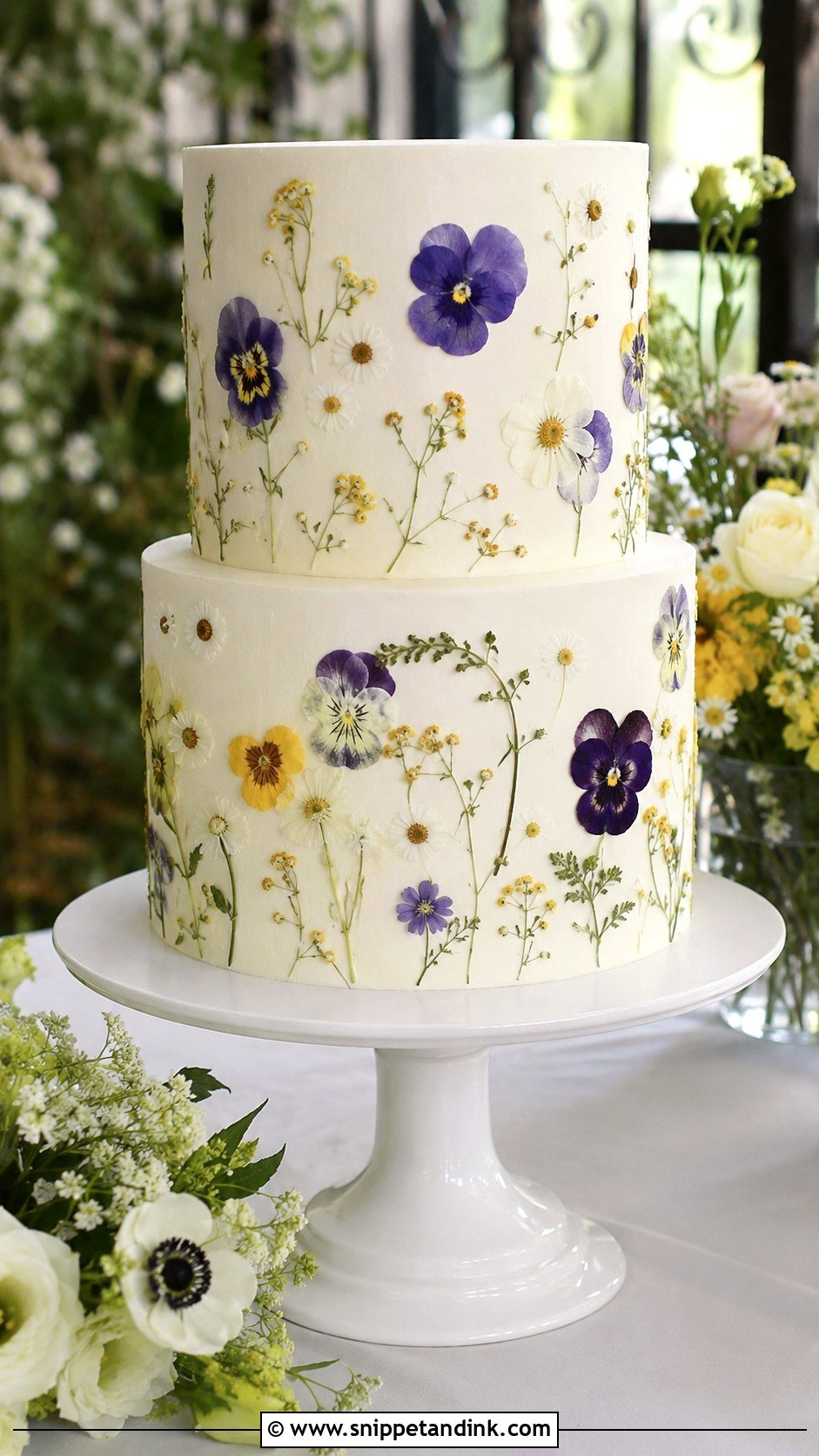 Pressed Flower Wedding Cake - Snippet and Ink - 20 Enchanted Cake Ideas for Wedding