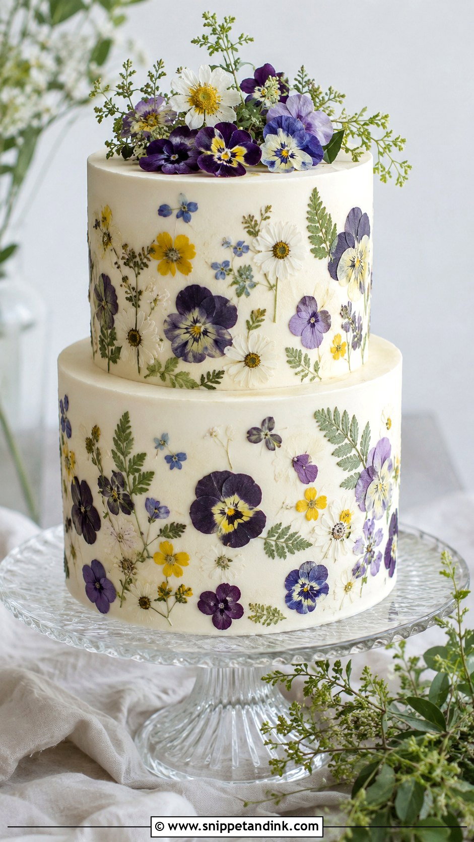 Pressed Flower Wedding Cake - Snippet and Ink - 20 Floral Cake Designs for Wedding