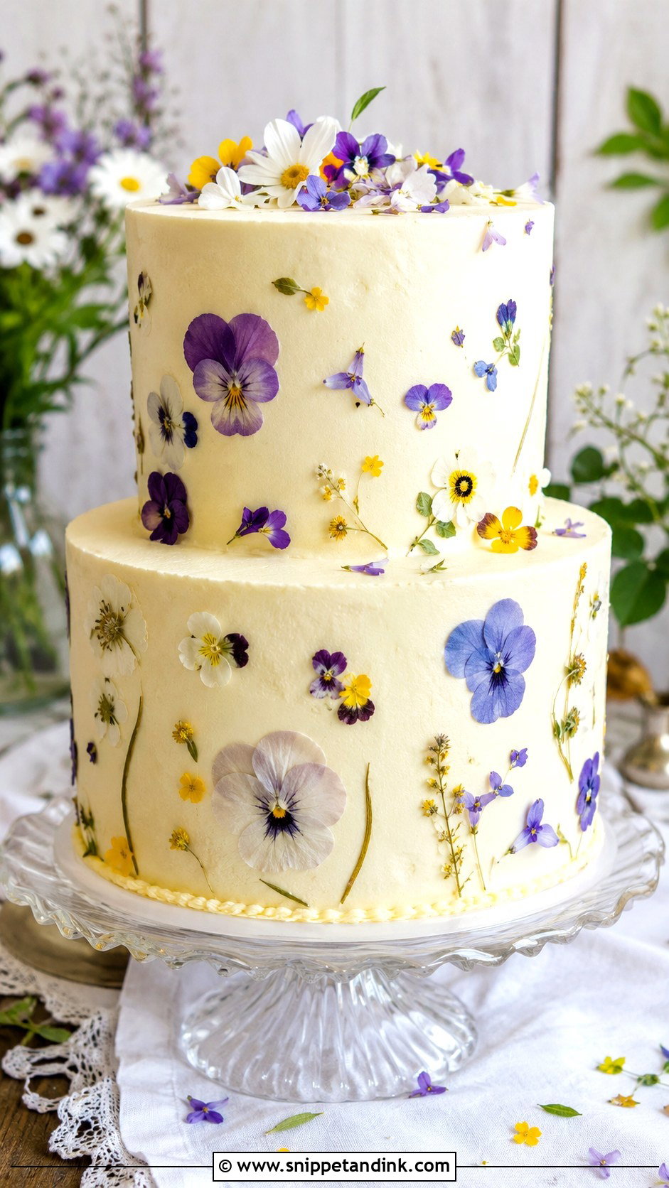 Pressed Flower Wedding Cake - Snippet and Ink - 20 Flower Cakes for Wedding