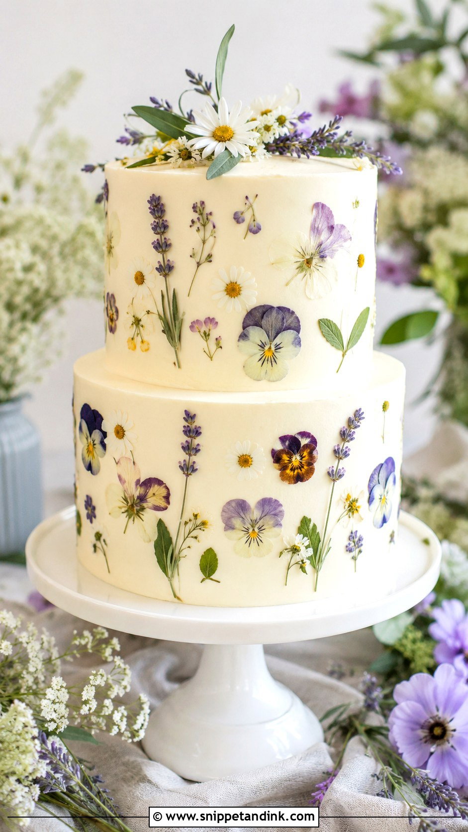 Pressed Flower Wedding Cake - Snippet and Ink - 20 Gorgeous Wedding Cake Ideas