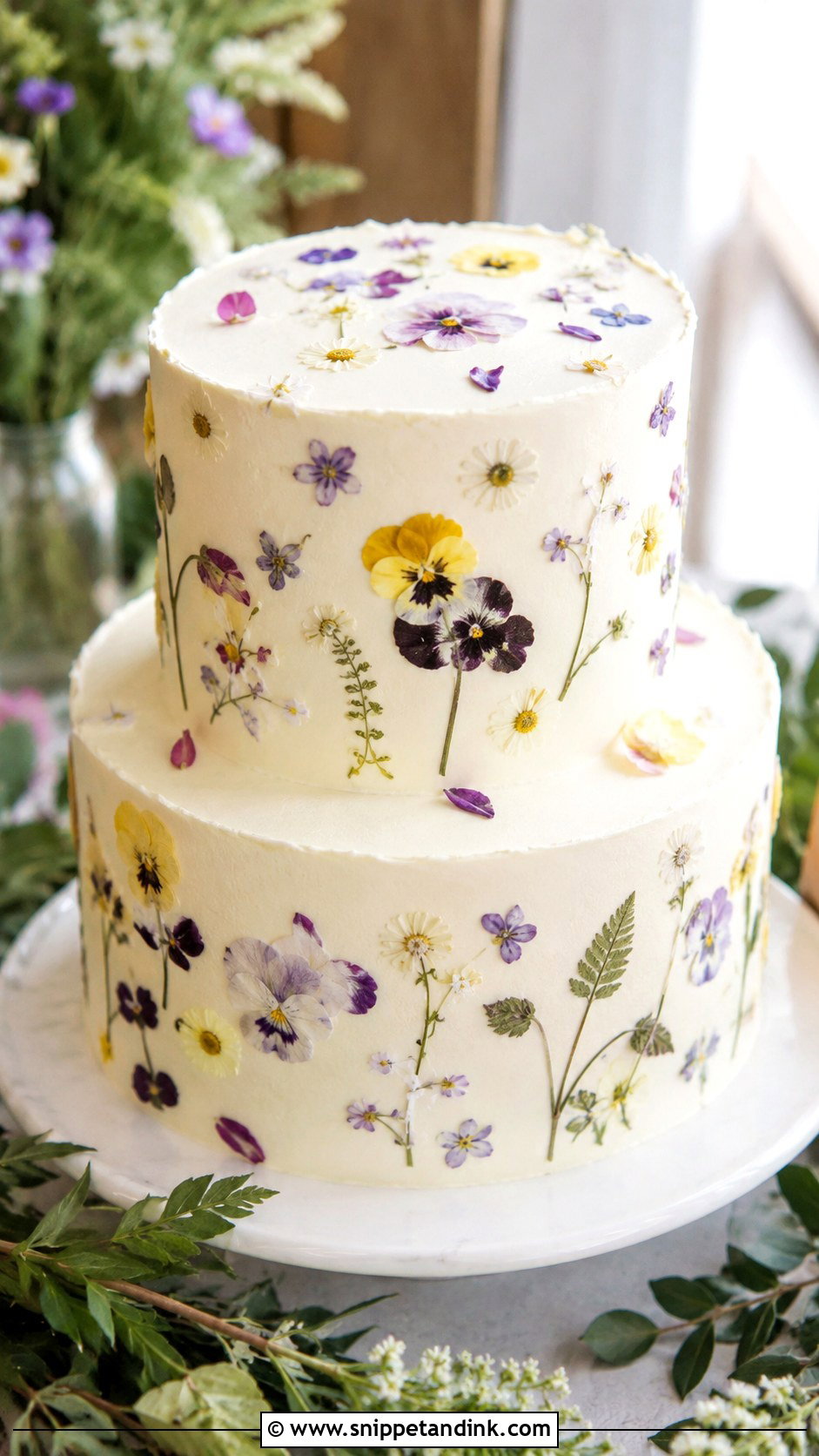 Pressed Flower Wedding Cake - Snippet and Ink - 20 Most Beautiful Wedding Cakes