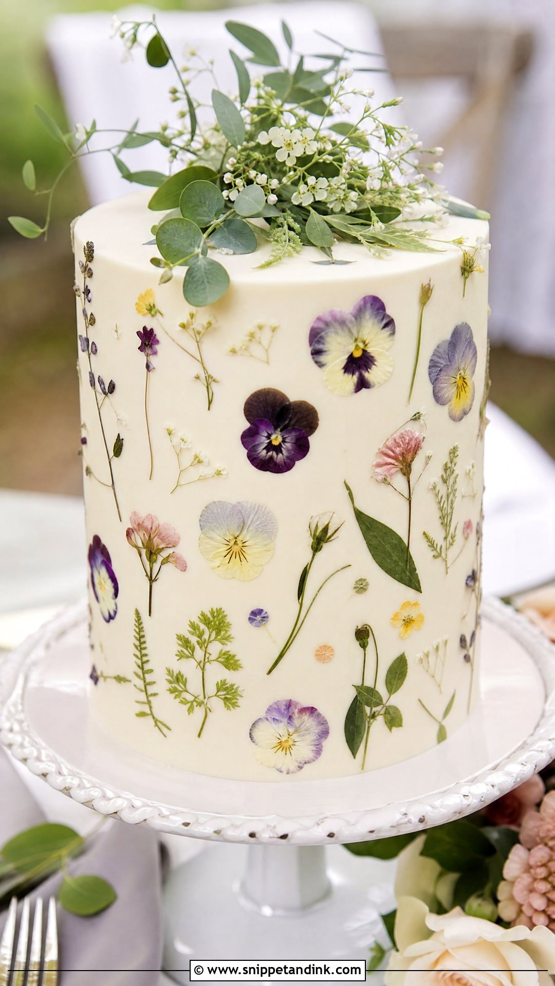 Pressed Flower Wedding Cake - Snippet and Ink - 20 Nice Cake Ideas for Wedding