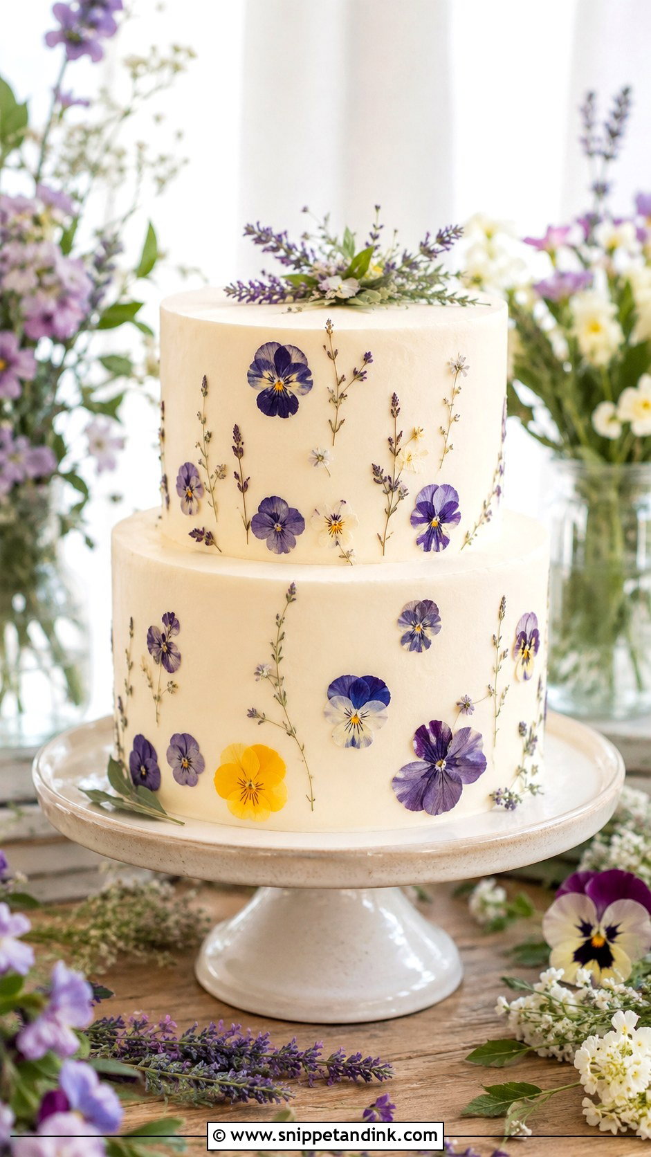 Pressed Flower Wedding Cake - Snippet and Ink - 20 Side Cake Designs for Wedding