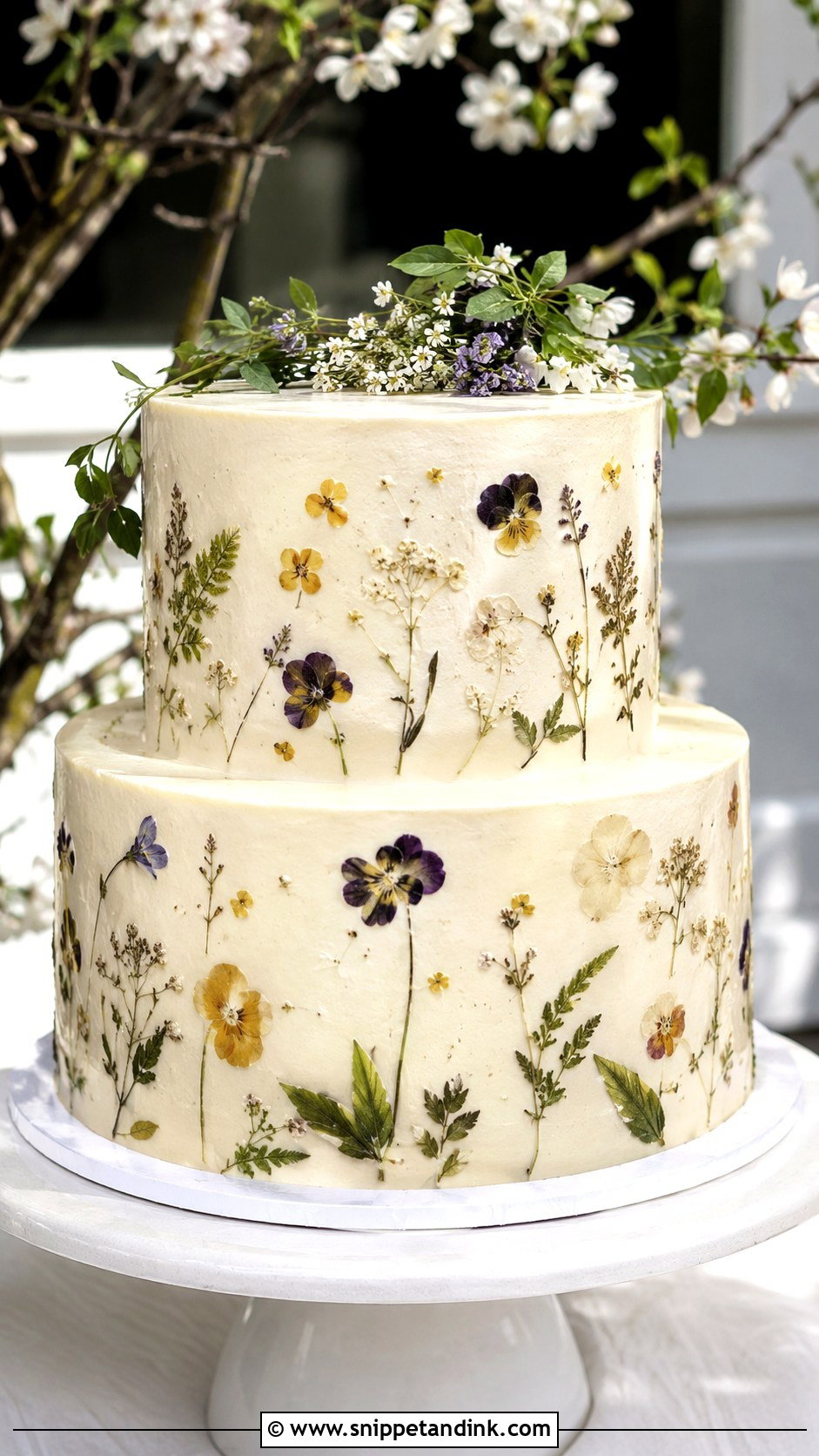 Pressed Flower Wedding Cake - Snippet and Ink - 20 Uk Cake Design Ideas for Wedding