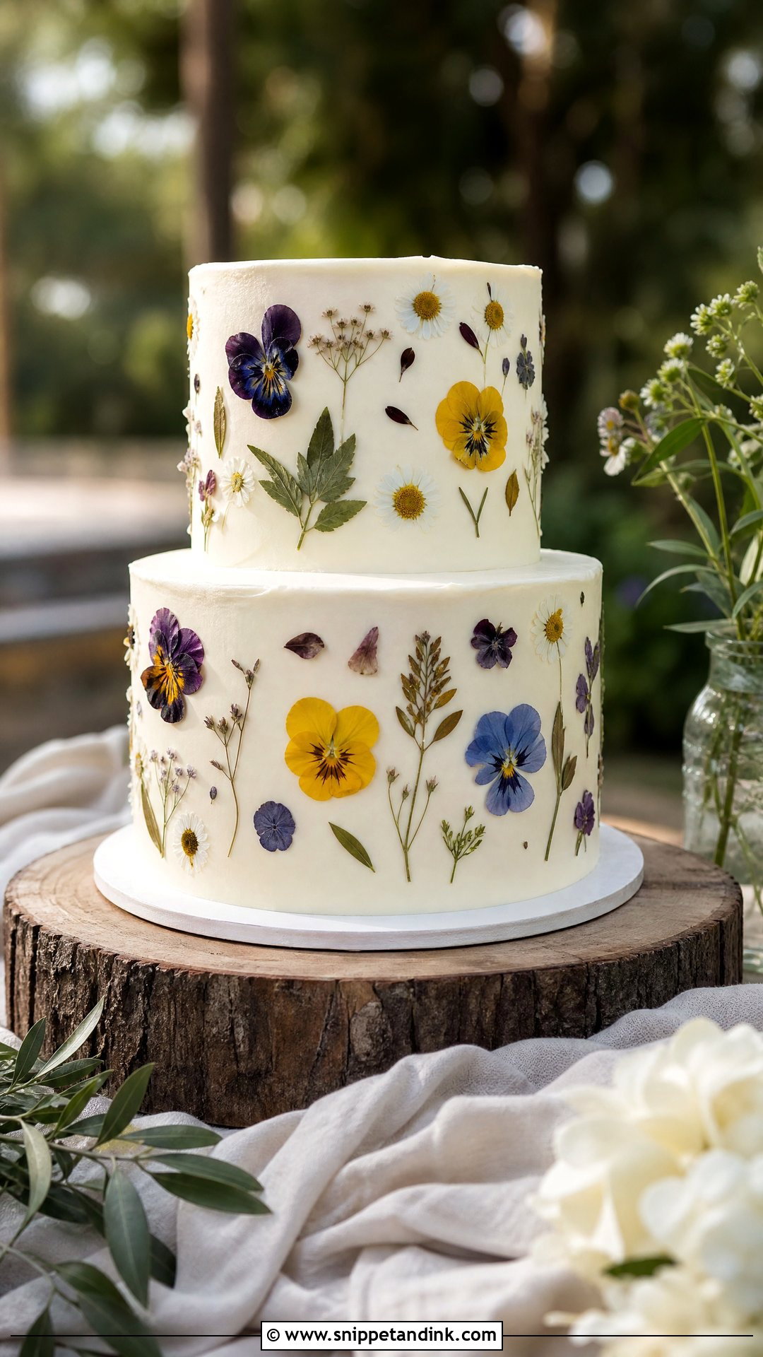 Pressed Flower Wedding Cake - Snippet and Ink - 20 Unique Wedding Cake Ideas