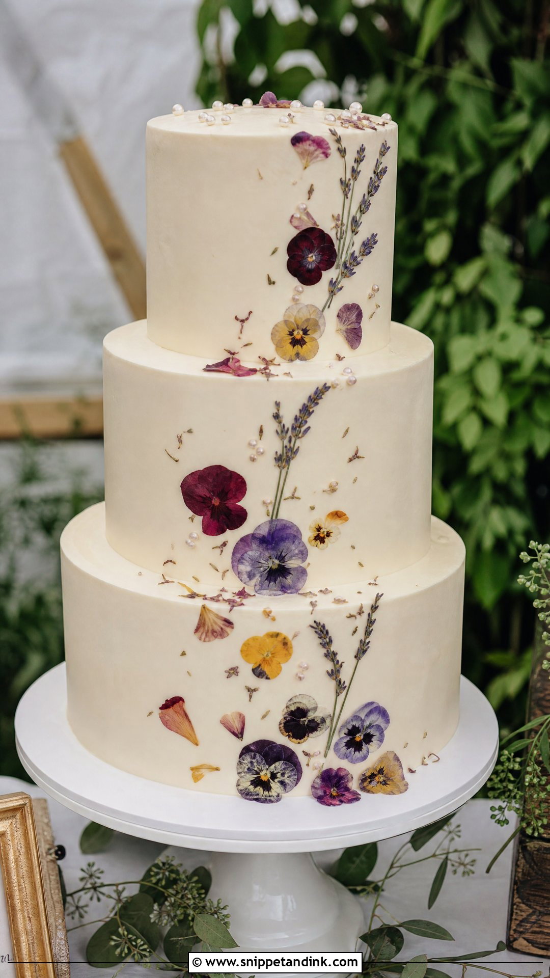 Pressed Flower Wedding Cake - Snippet and Ink - 20 Vintage Wedding Cakes