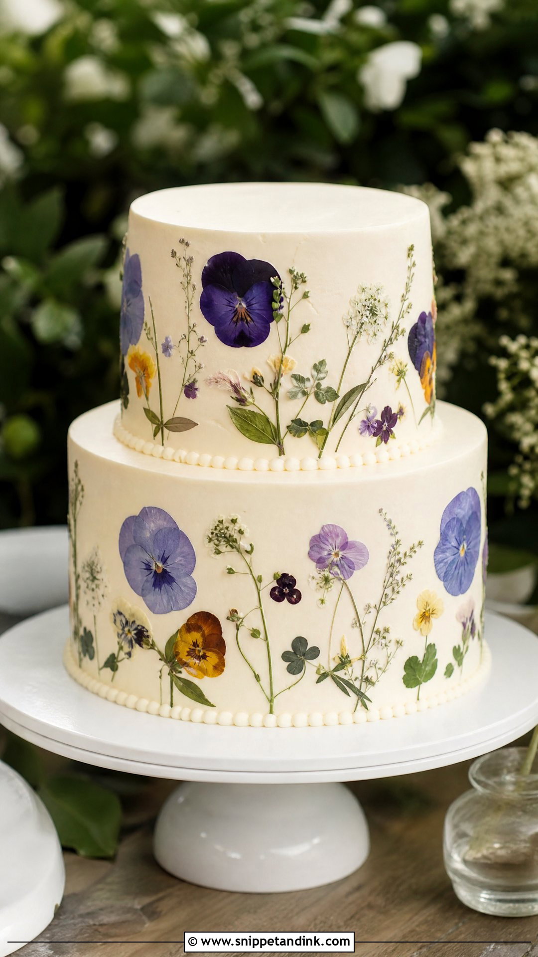 Pressed Flower Wedding Cake - Snippet and Ink - 20 Wedding Cake 2025