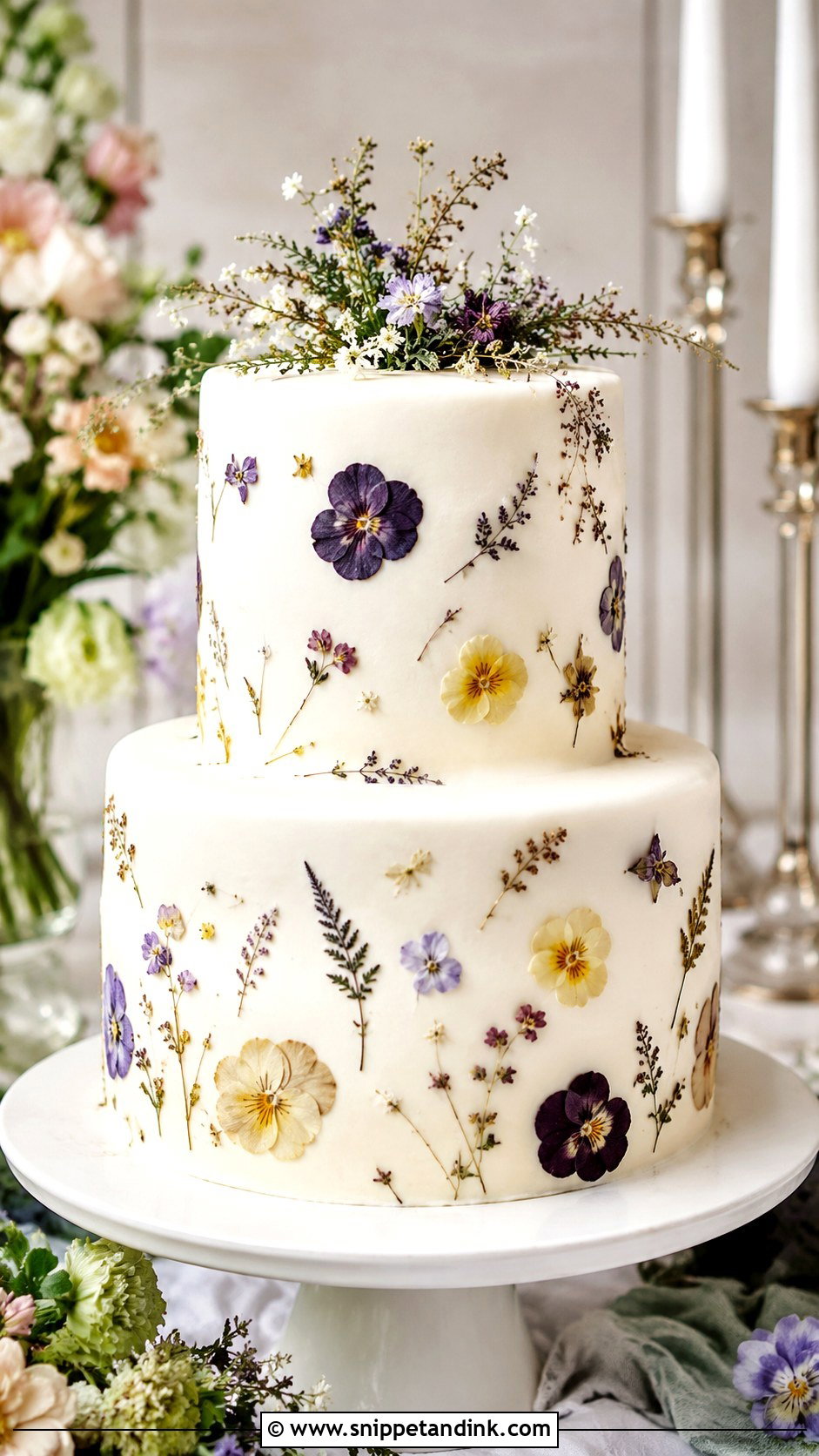 Pressed Flower Wedding Cake - Snippet and Ink - 20 Wedding Cake Chart
