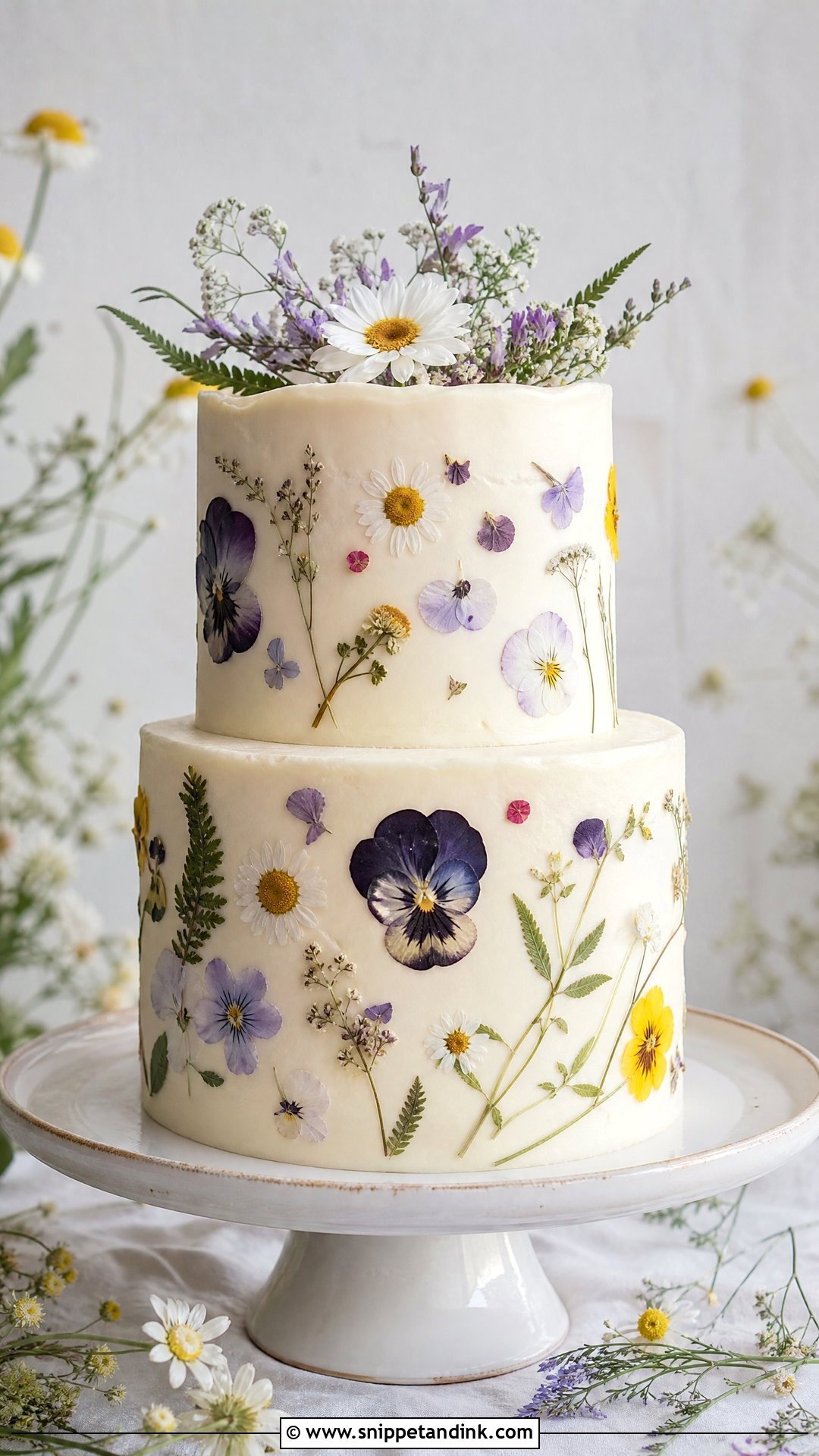 Pressed Flower Wedding Cake - Snippet and Ink - 20 Whimsical Wedding Cakes