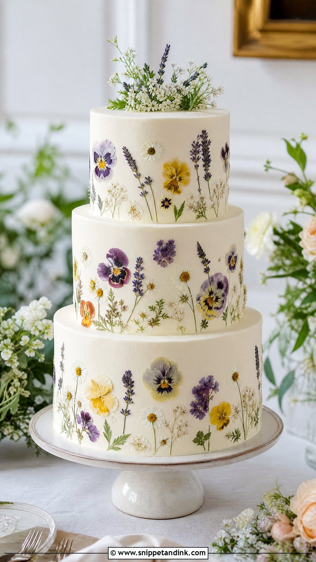 Pressed Flower Wedding Cake - Snippet and Ink - 25 Big Cake Design Ideas for Wedding