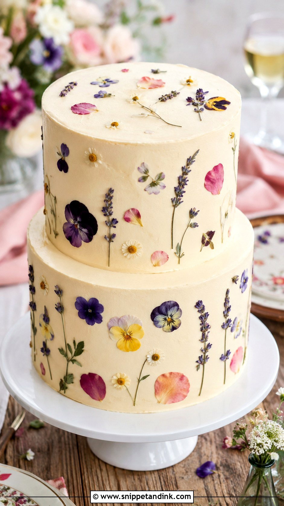 Pressed Flower Wedding Cake - Snippet and Ink - 20 Different Cake Ideas for Wedding