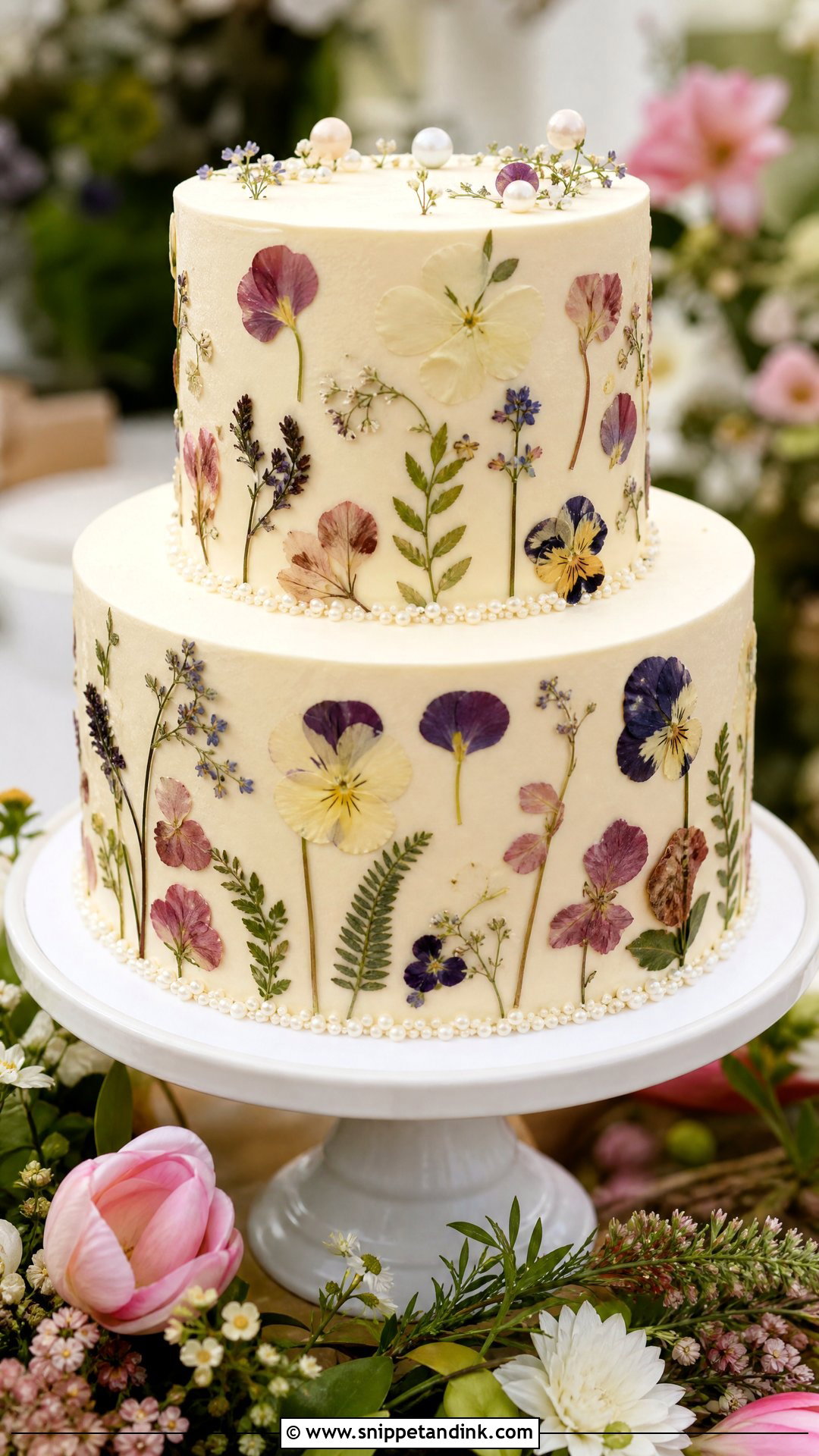 Pressed Flower Wedding Cake - Snippet and Ink - 25 Trending Wedding Cakes