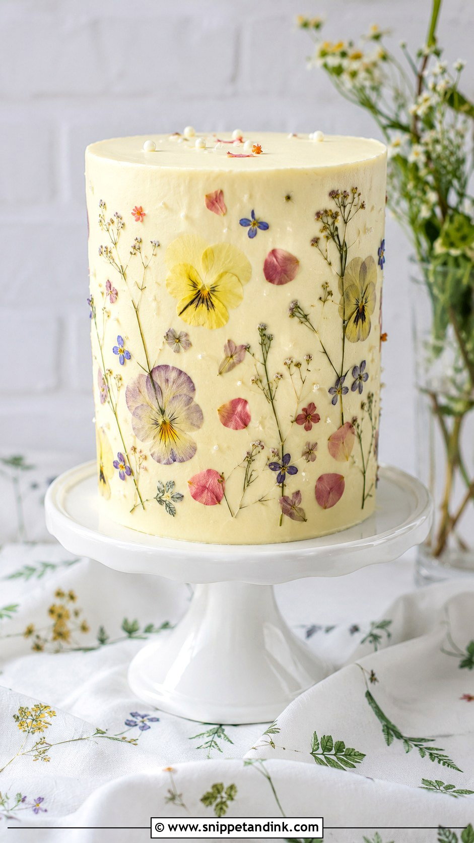 Pressed Flower Wedding Cake - Snippet and Ink - 25 Wedding Cake Business