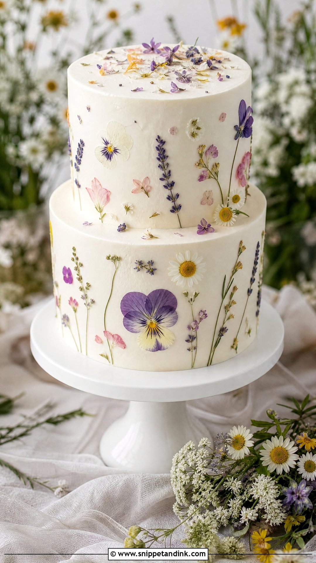 Pressed Flower Wedding Cake - Snippet and Ink - 30 Celebration Cakes for Wedding