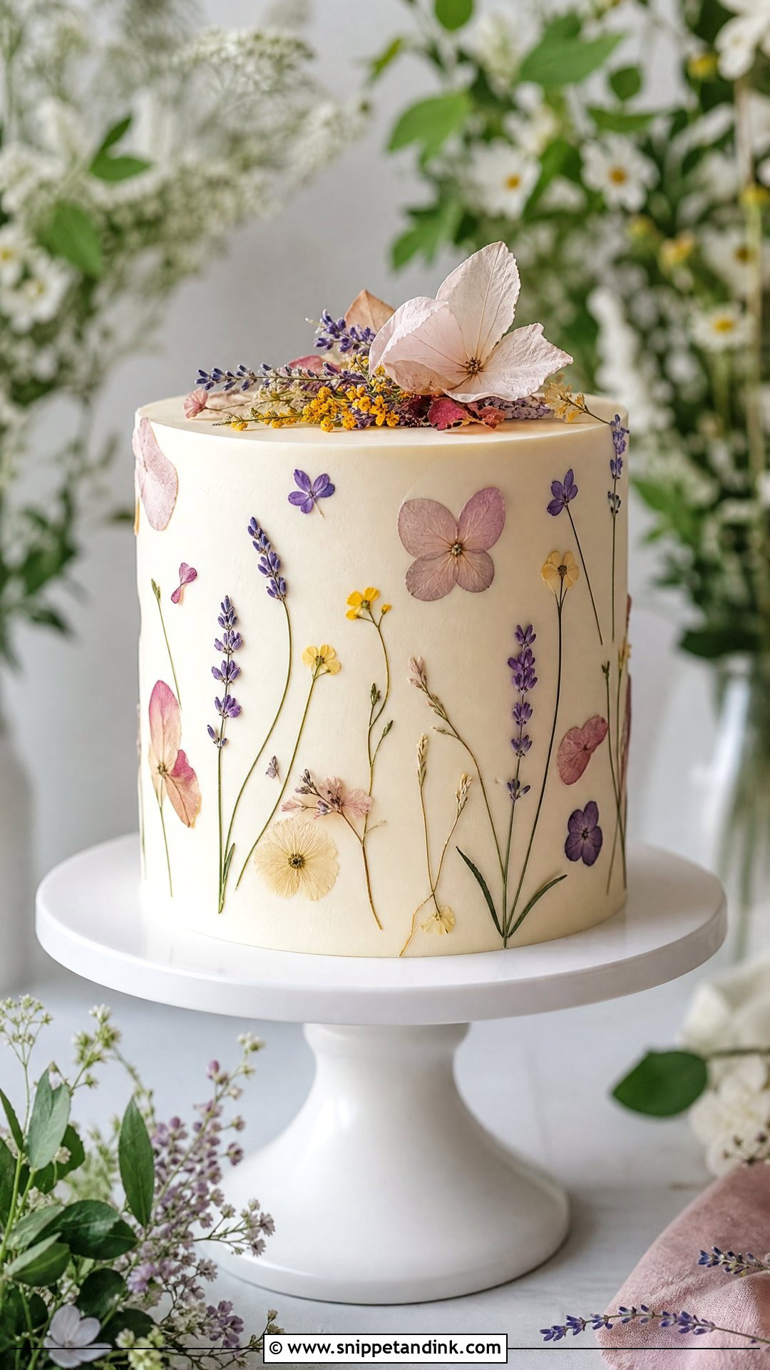 Pressed Flower Wedding Cake - Snippet and Ink - 30 Modern Wedding Cake Ideas