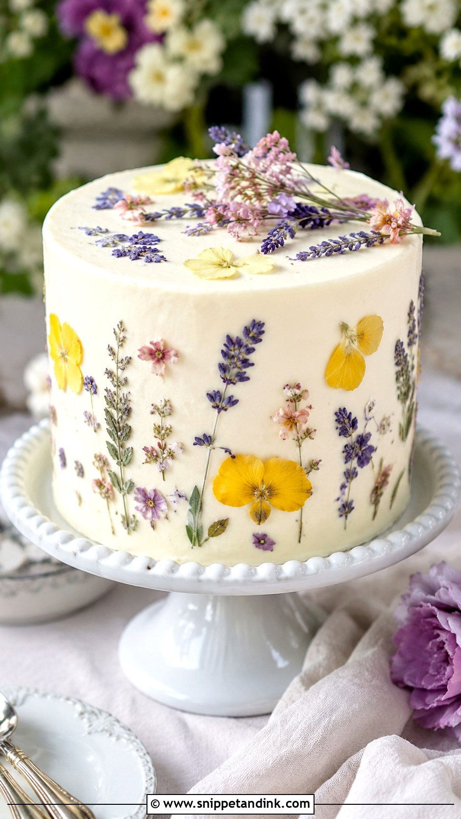 Pressed Flower Wedding Cake - Snippet and Ink - 30 Simple Unique Wedding Cake Ideas