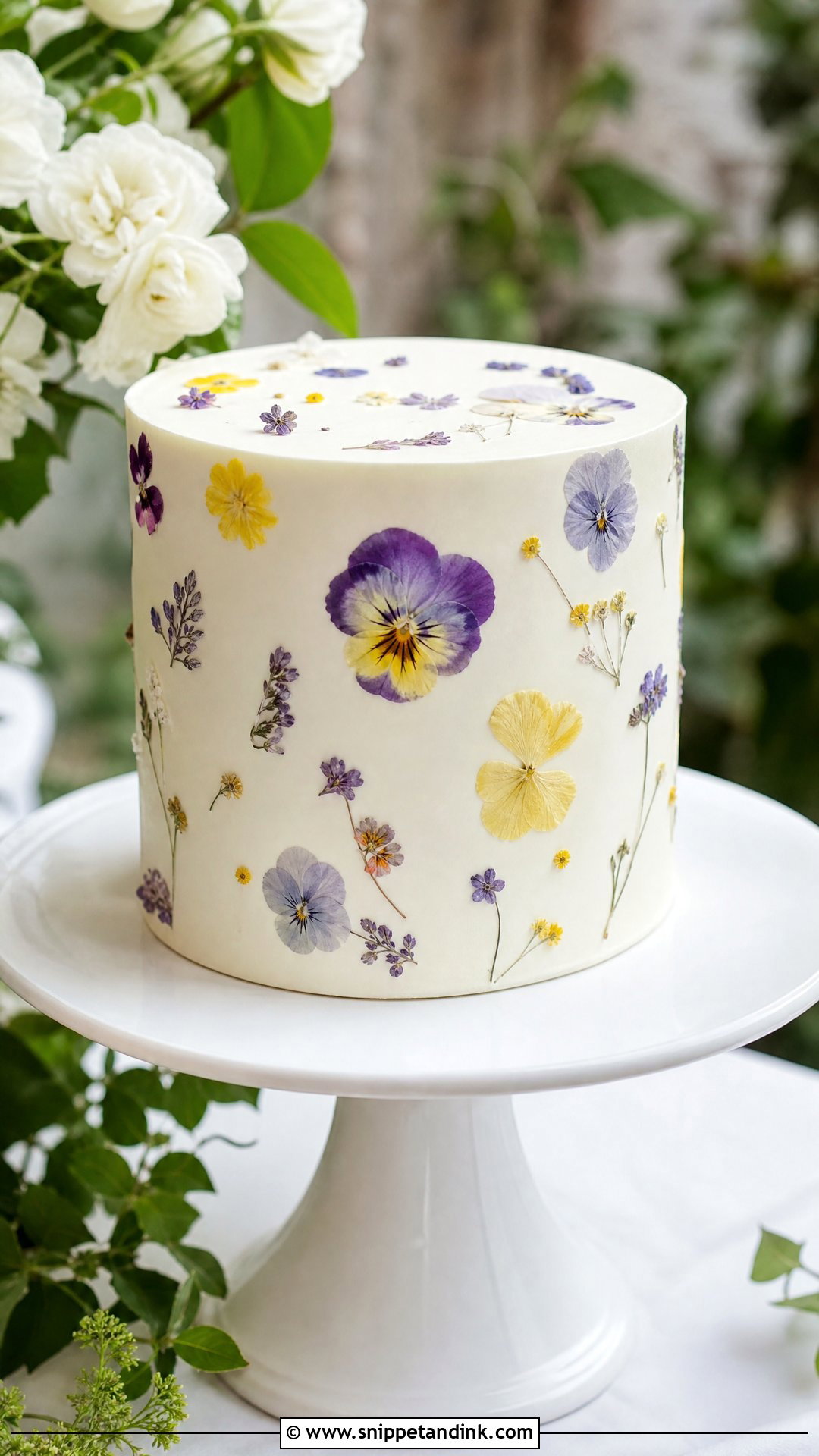 Pressed Flower Wedding Cake - Snippet and Ink - 30 Simple Wedding Cake Ideas
