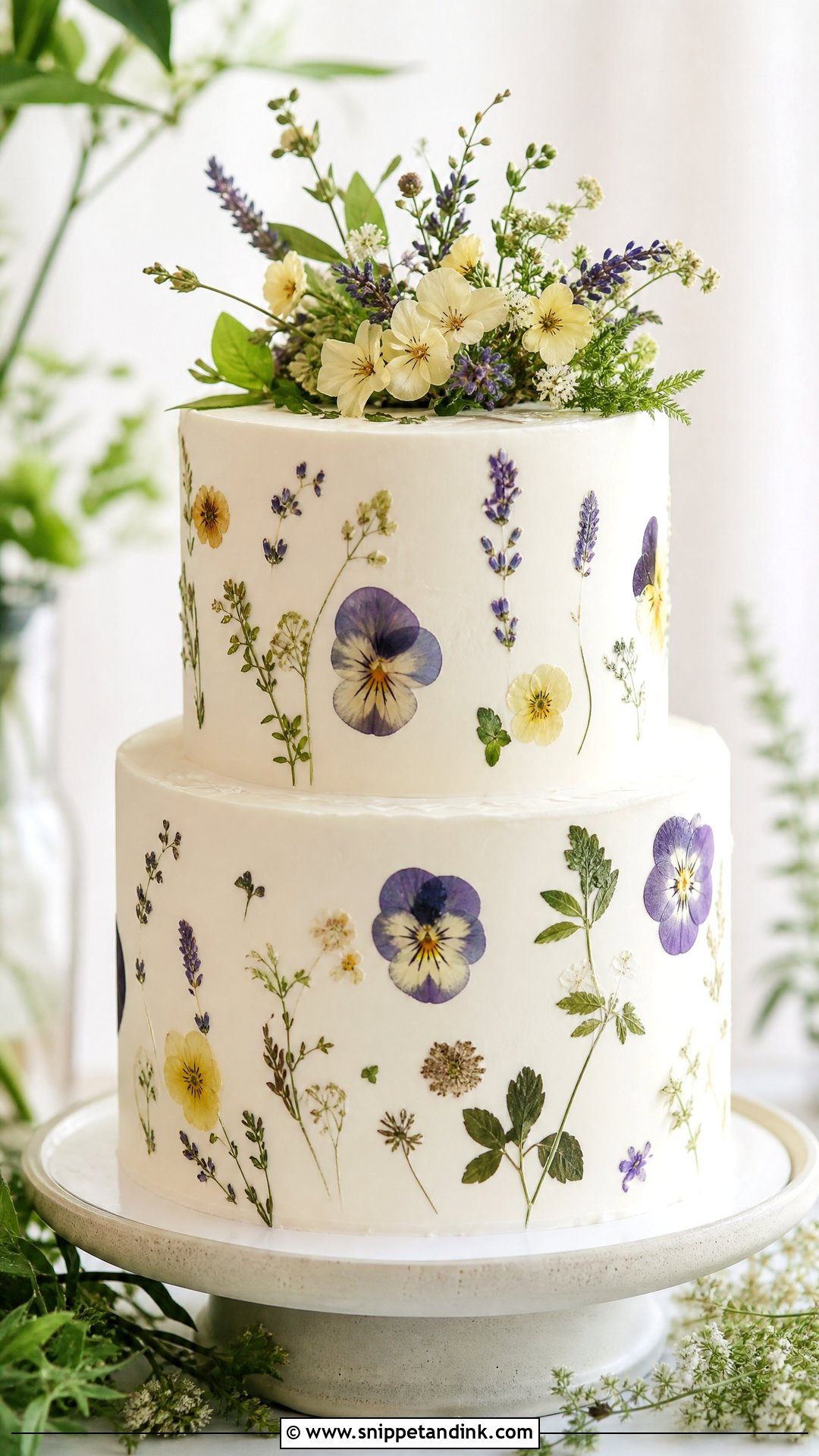 Pressed Flower Wedding Cake - Snippet and Ink - 30 Trending Cakes for Wedding