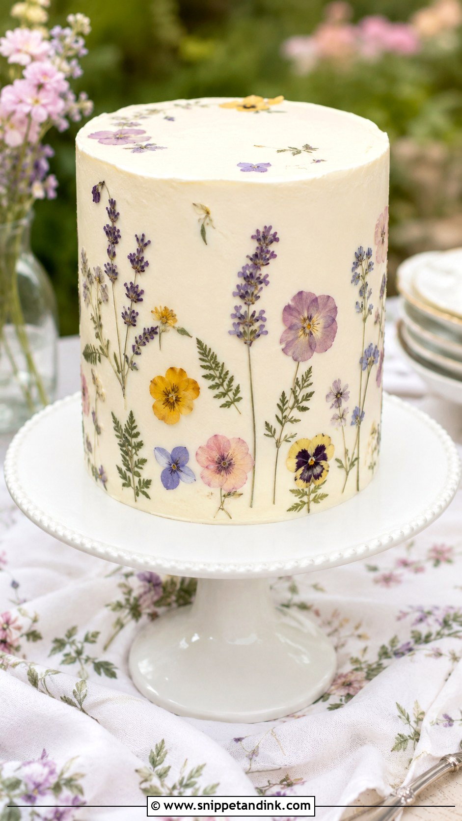 Pressed Flower Wedding Cake - Snippet and Ink - 20 Easy Wedding Cake Decorating Ideas