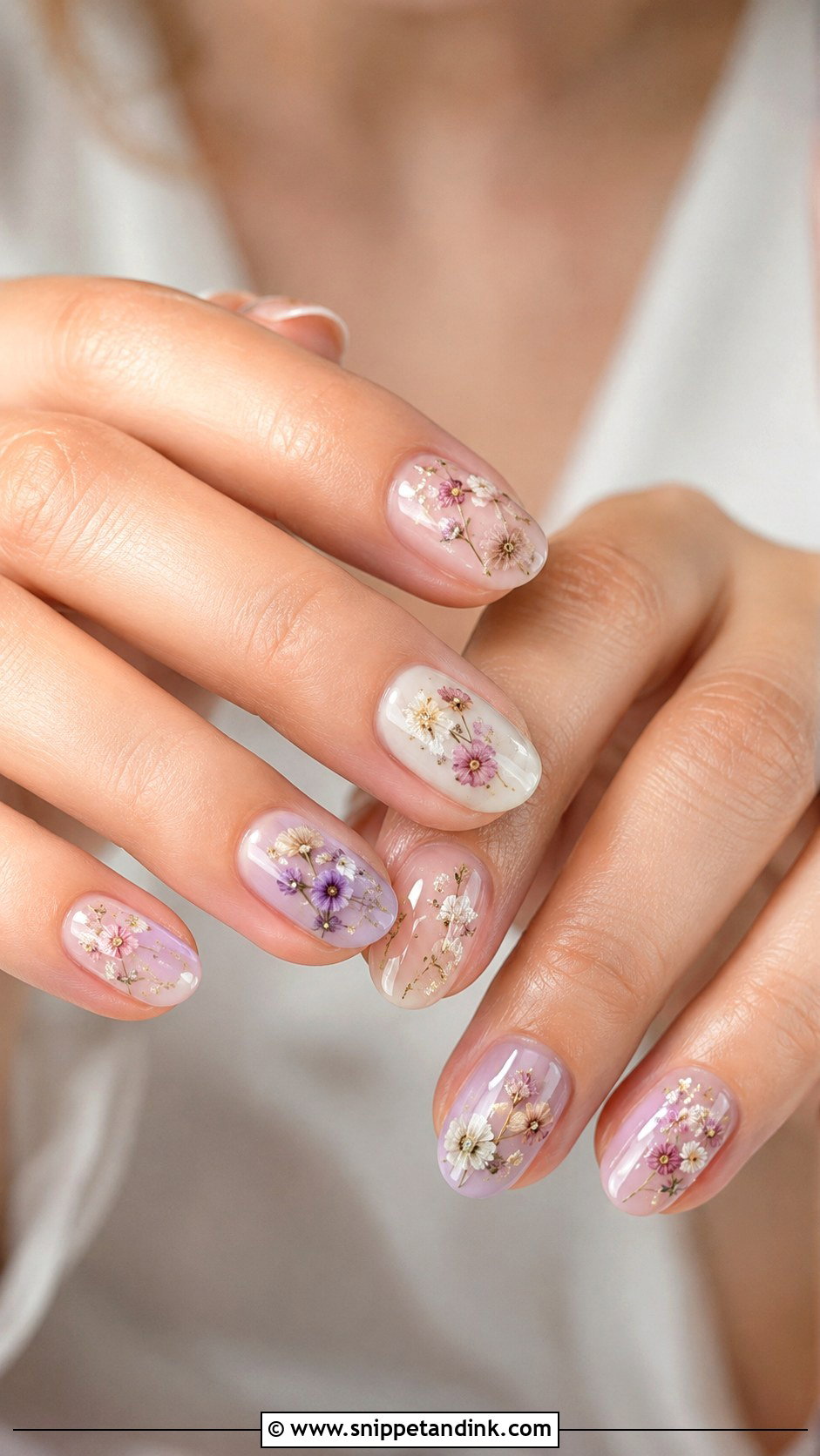 Pressed Flower Wedding Nails - Snippet and Ink - 20 Floral Wedding Nails for Bride
