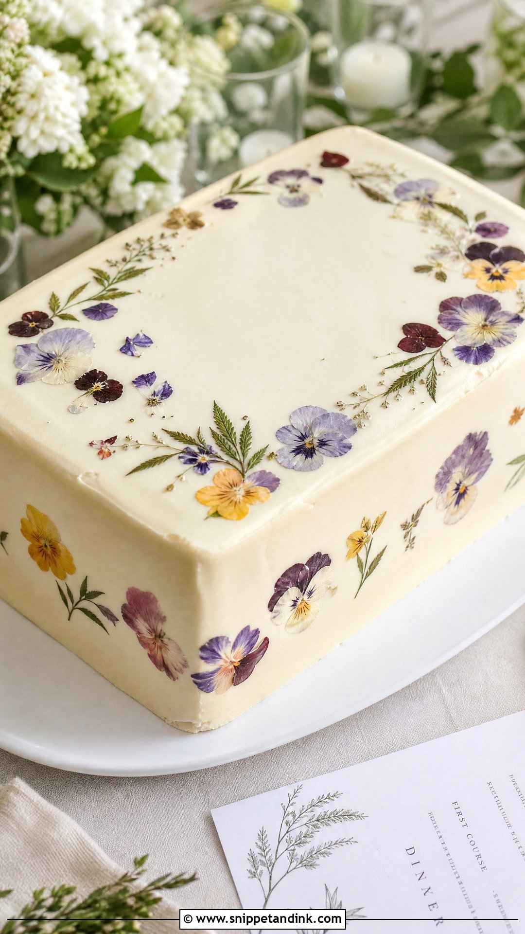 Pressed Flower Wedding Sheet Cake - Snippet and Ink - 20 Wedding Sheet Cakes