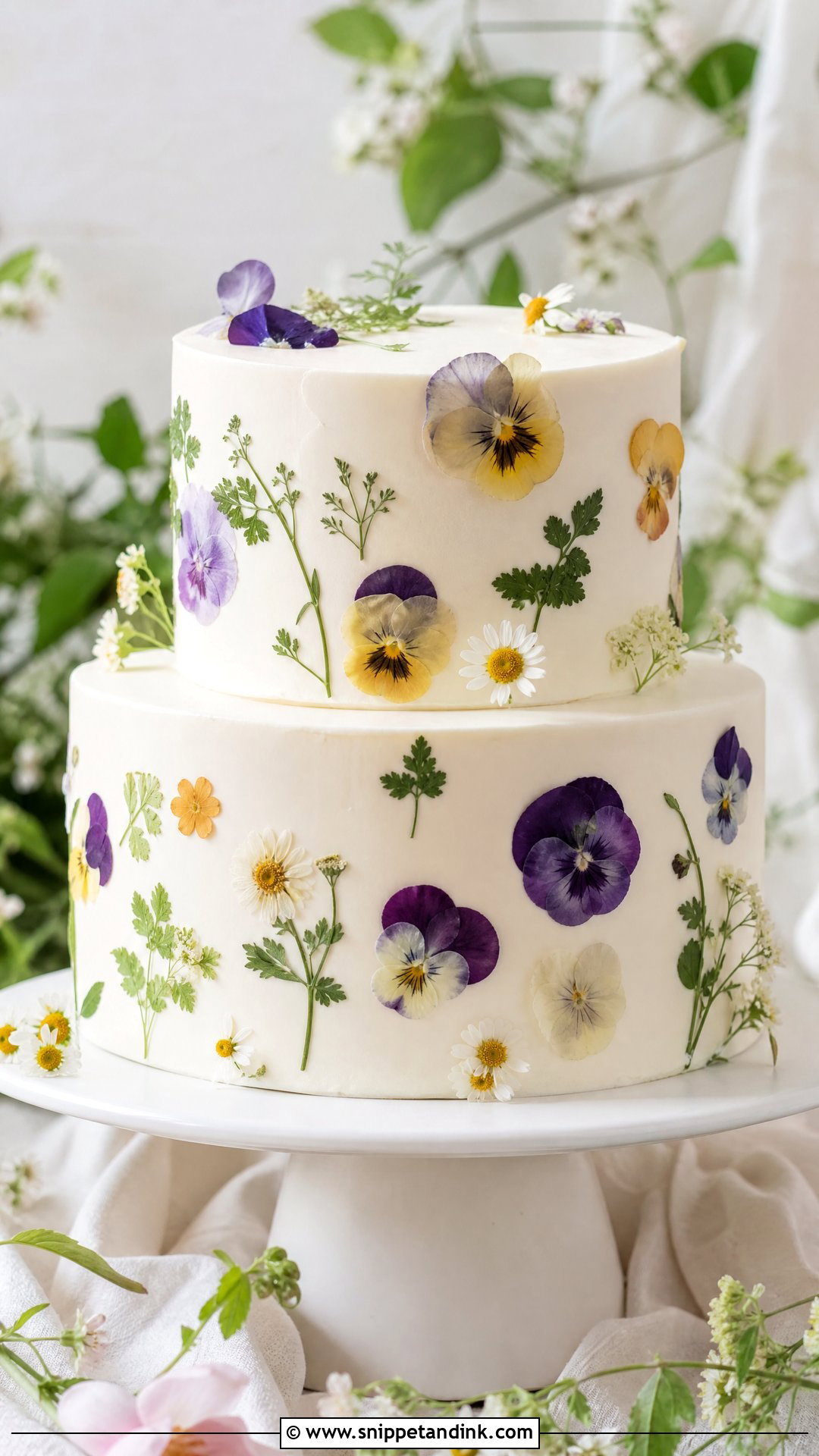 Pressed Wildflower Wedding Cake - Snippet and Ink - 20 Wildflower Cakes for Wedding