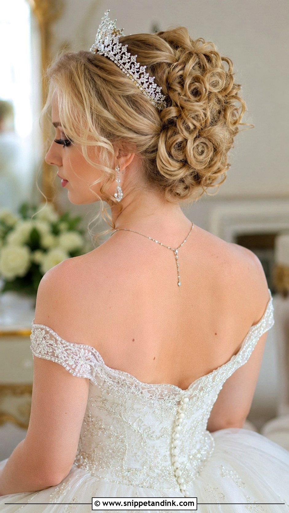 Princess Curly Updo with Pinned Curls - Snippet and Ink - 25 Curly Updo Hairstyles for Wedding
