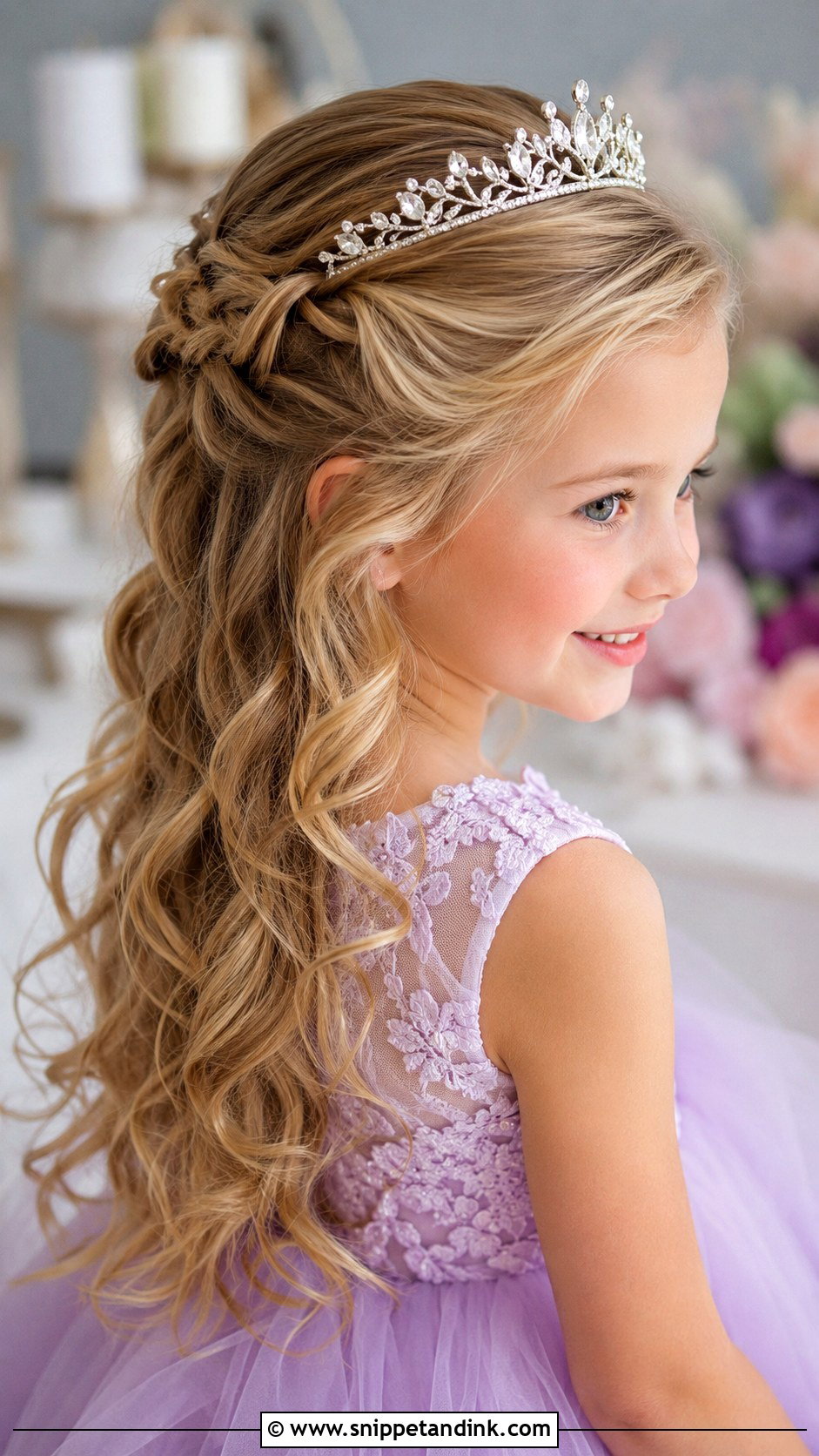 Princess Flower Girl Hair With Tiara - Snippet and Ink - 15 Princess Hair with Tiara Ideas