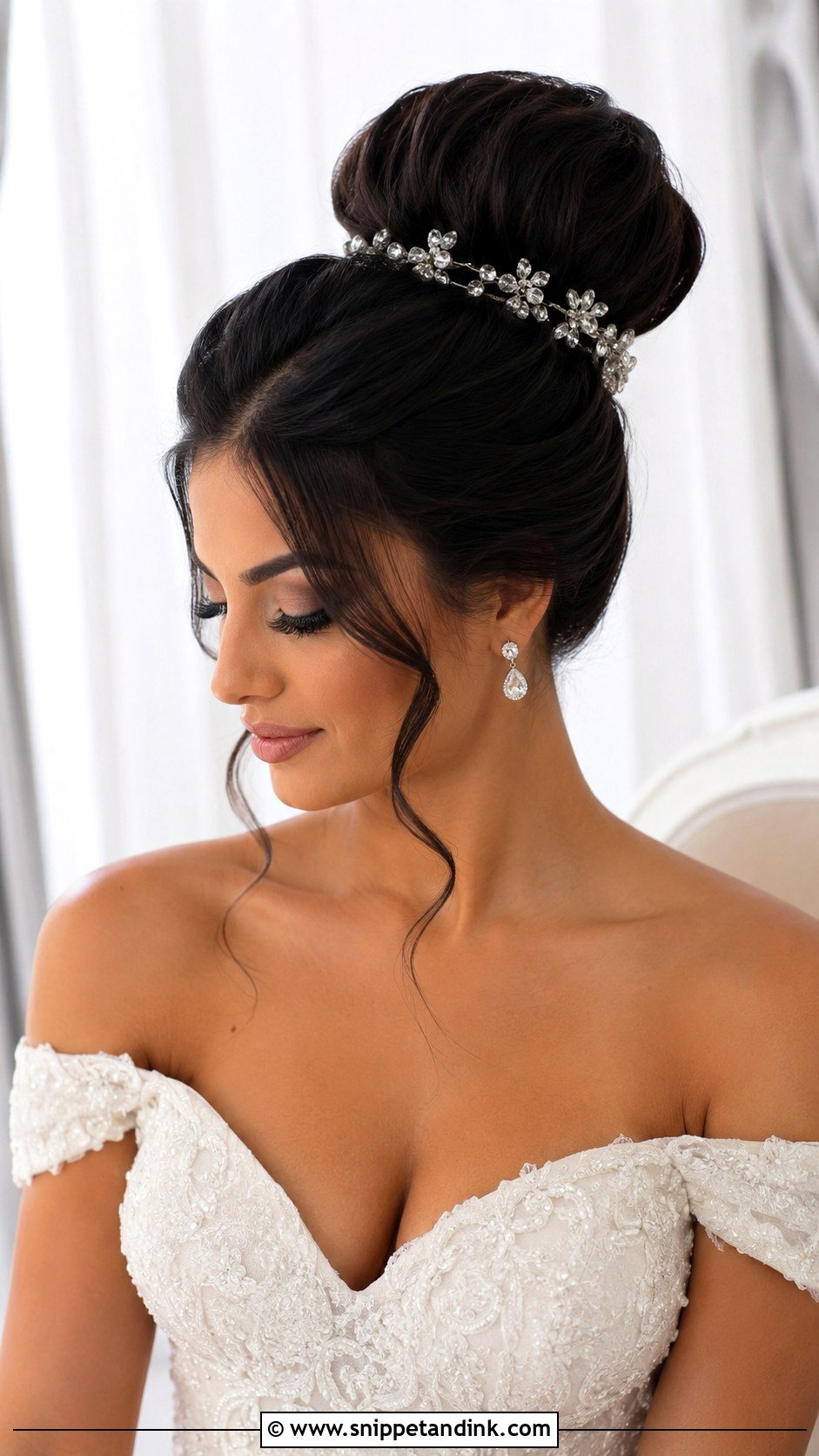 Princess High Bun Wedding Hair - Snippet and Ink - 15 Princess Bridal Hair Ideas