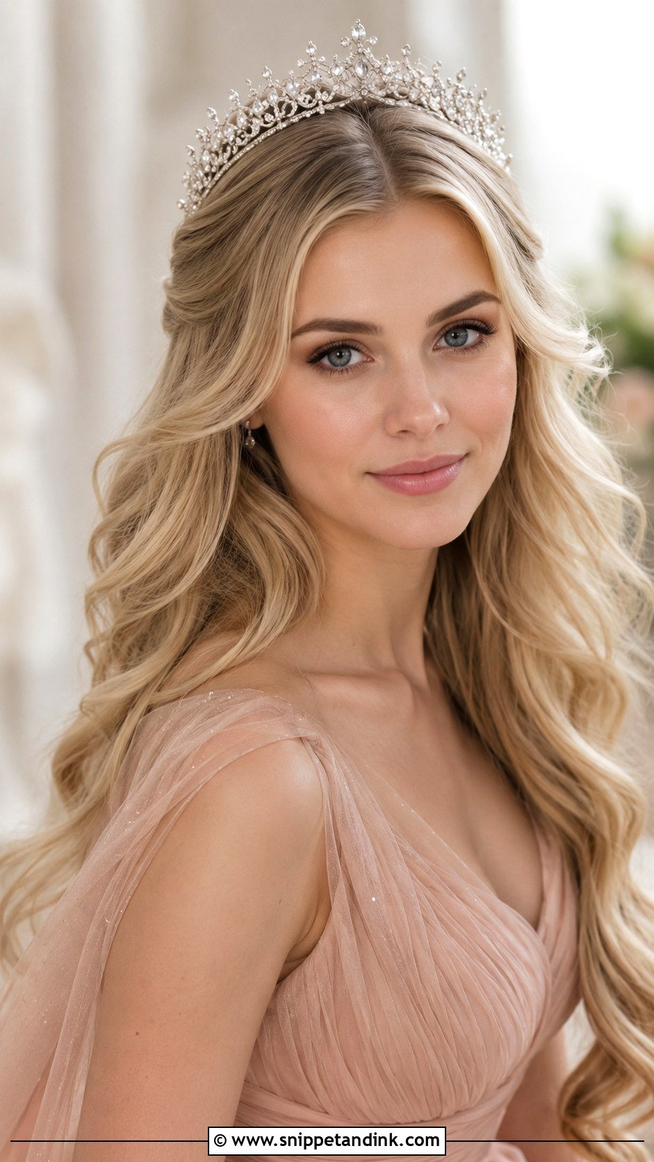 Princess Long Waves With Tiara - Snippet and Ink - 15 Princess Hair with Tiara Ideas