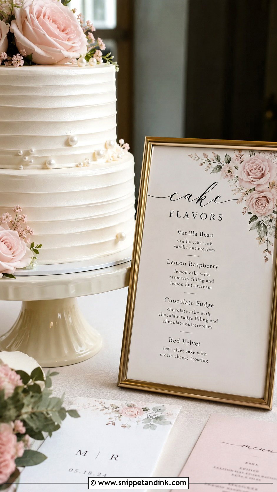 Printable Wedding Cake Flavor Sign - Snippet and Ink - 20 Wedding Cake Flavour Sign Ideas