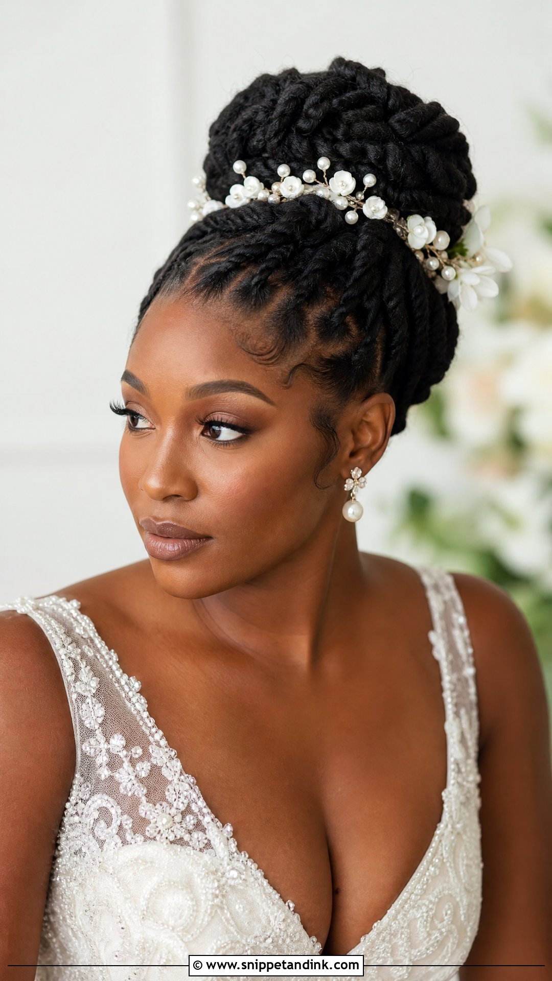 Protective Updo With Marley Twists - Snippet and Ink - 30 Natural Hair Bride Ideas