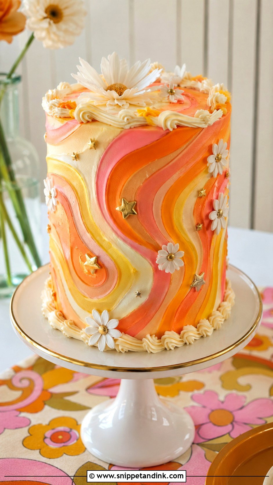 Psychedelic Swirl Wedding Cake - Snippet and Ink - 20 Groovy Wedding Cake Ideas