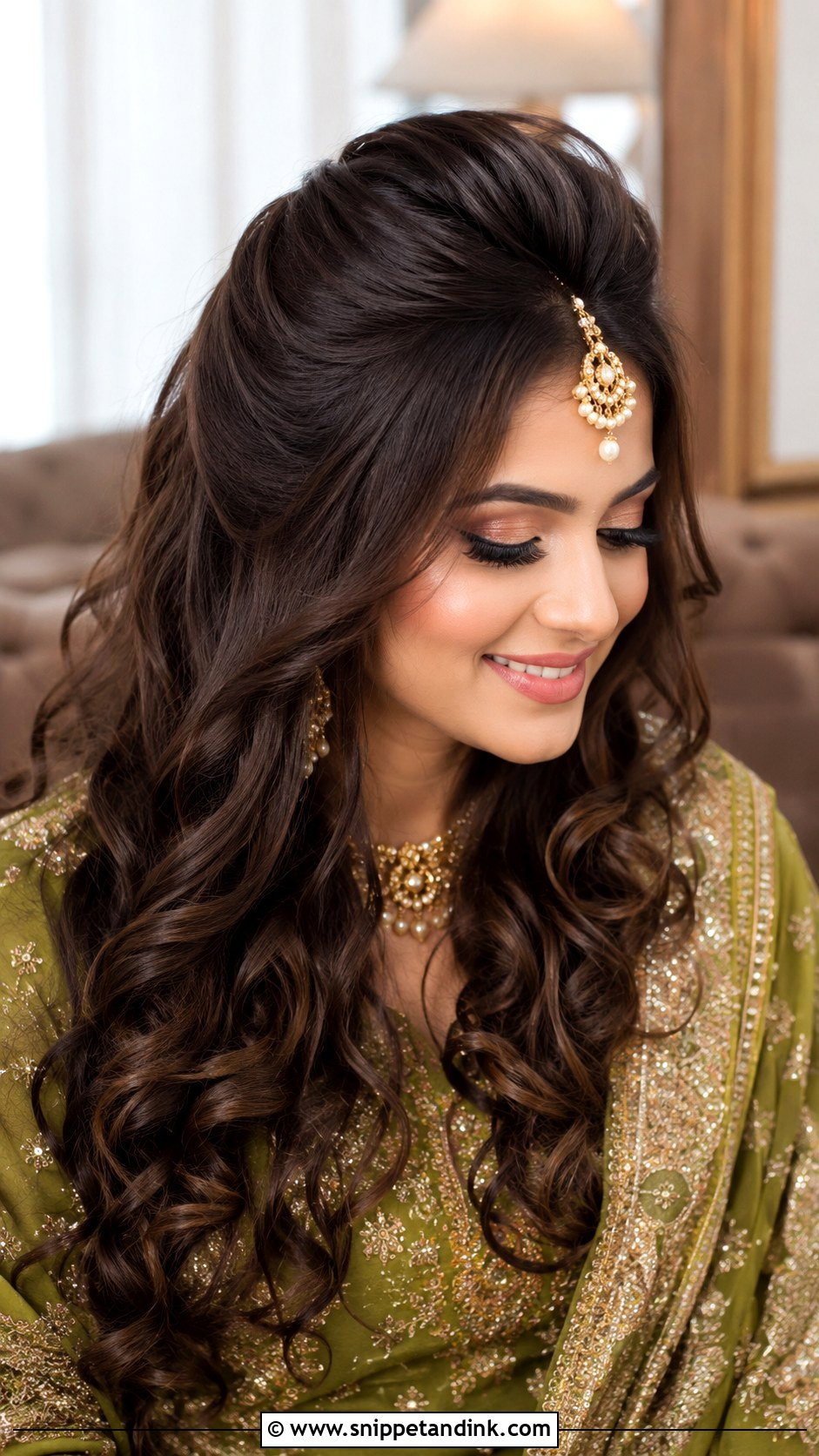 Puff Hairstyle with Open Curls - Snippet and Ink - 25 Dholki Hairstyles
