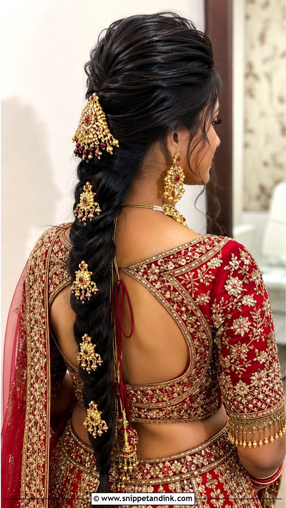 Puff With Long Braid - Snippet and Ink - 20 Indian Wedding Hairstyles for Round Face