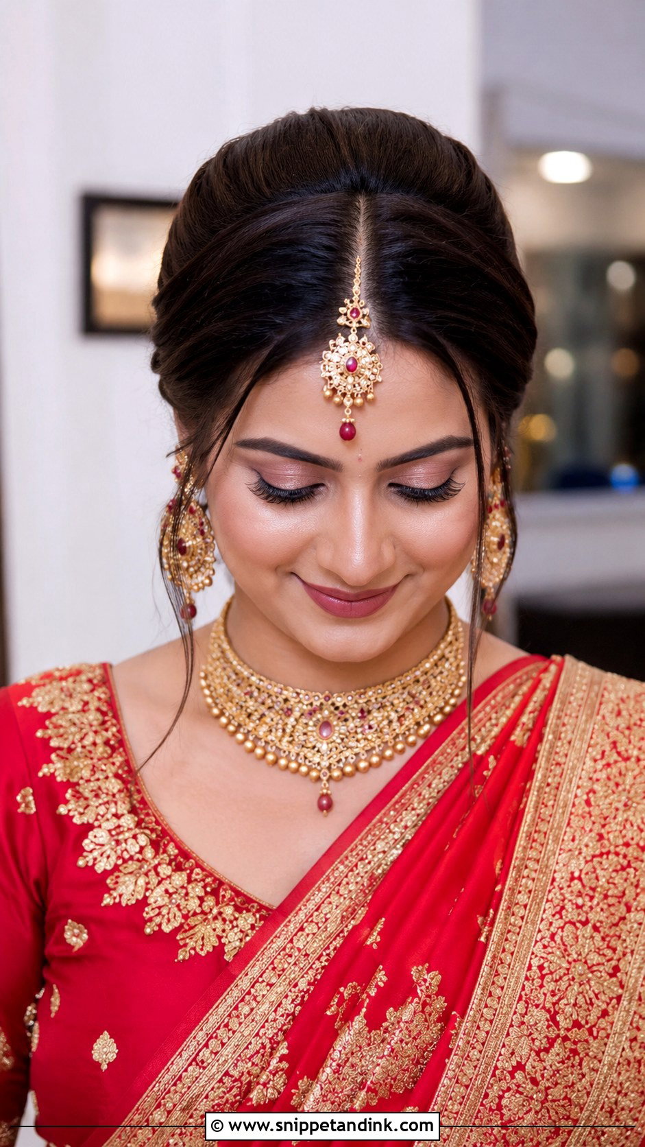 Puffed Crown Bun - Snippet and Ink - 30 Indian Hairstyle for Wedding Ideas