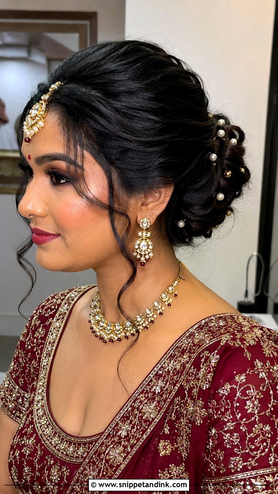 Puffed Crown Bun - Snippet and Ink - 25 Indian Bridal Wedding Hairstyles