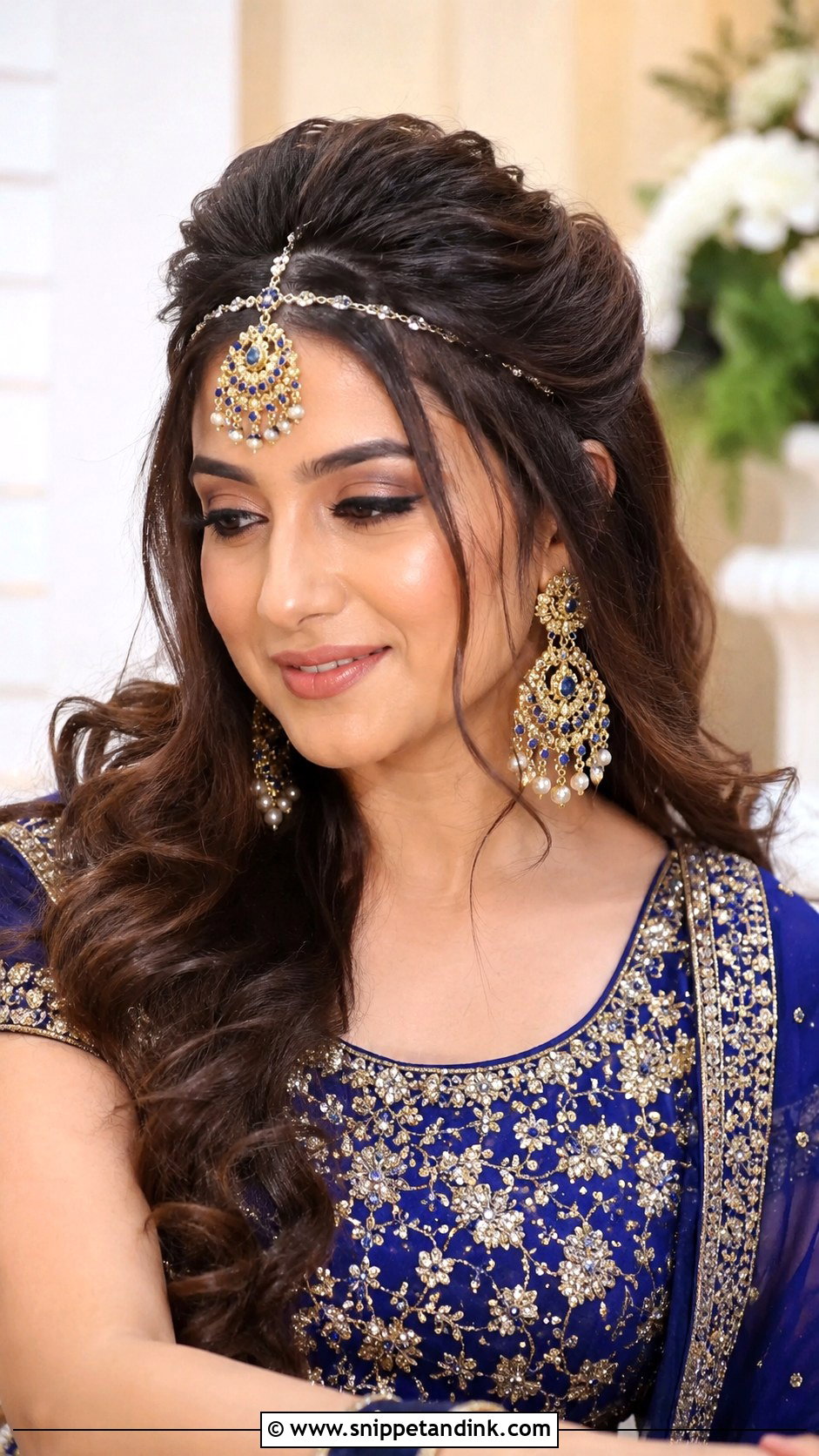 Puffed Crown With Open Hair - Snippet and Ink - 25 Indian Marriage Hairstyle Ideas