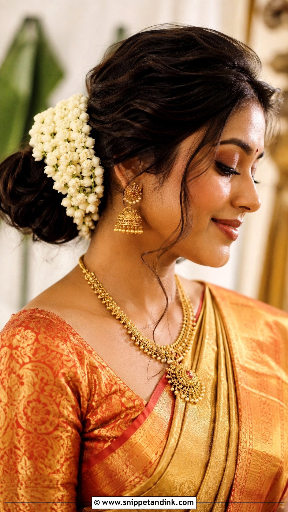 Puffy Bun With Gajra For Indian Wedding - Snippet and Ink - 15 Indian Wedding Hairstyles for Mom
