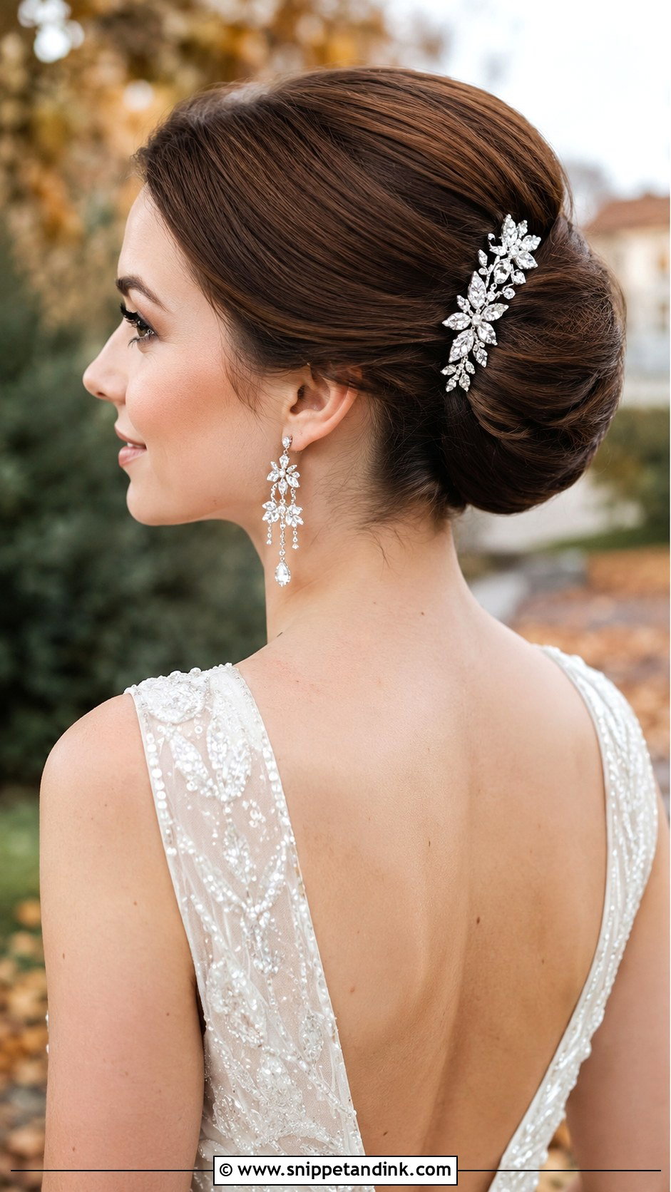 Pulled Back Bridal Updo Wedding Hairstyle - Snippet and Ink - 25 Long Wedding Hairstyles