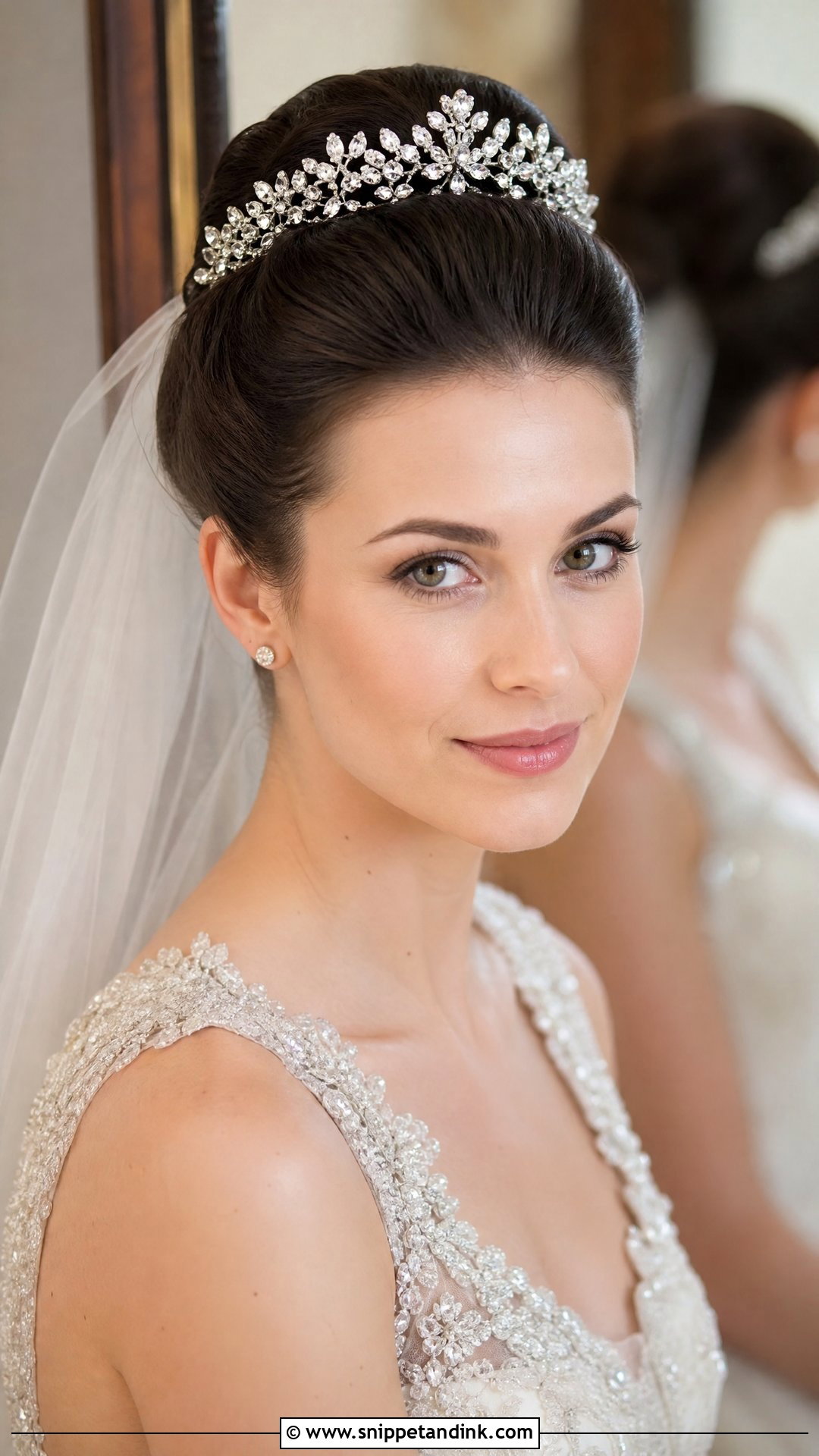 Pulled Back Bridal Updo With Tiara - Snippet and Ink - 20 Bridal Hairstyles with Tiara