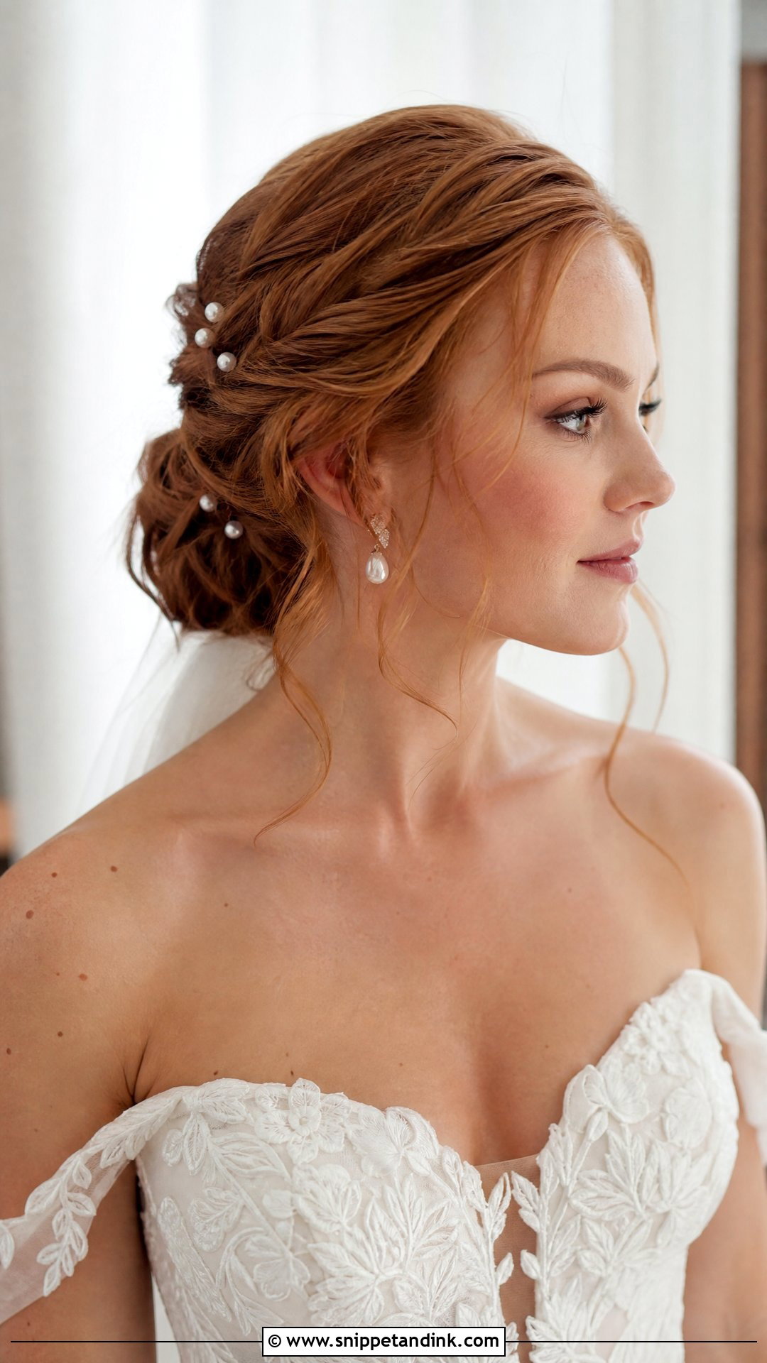 Pulled Back Twist With Soft Tendrils - Snippet and Ink - 20 White Wedding Hairstyles