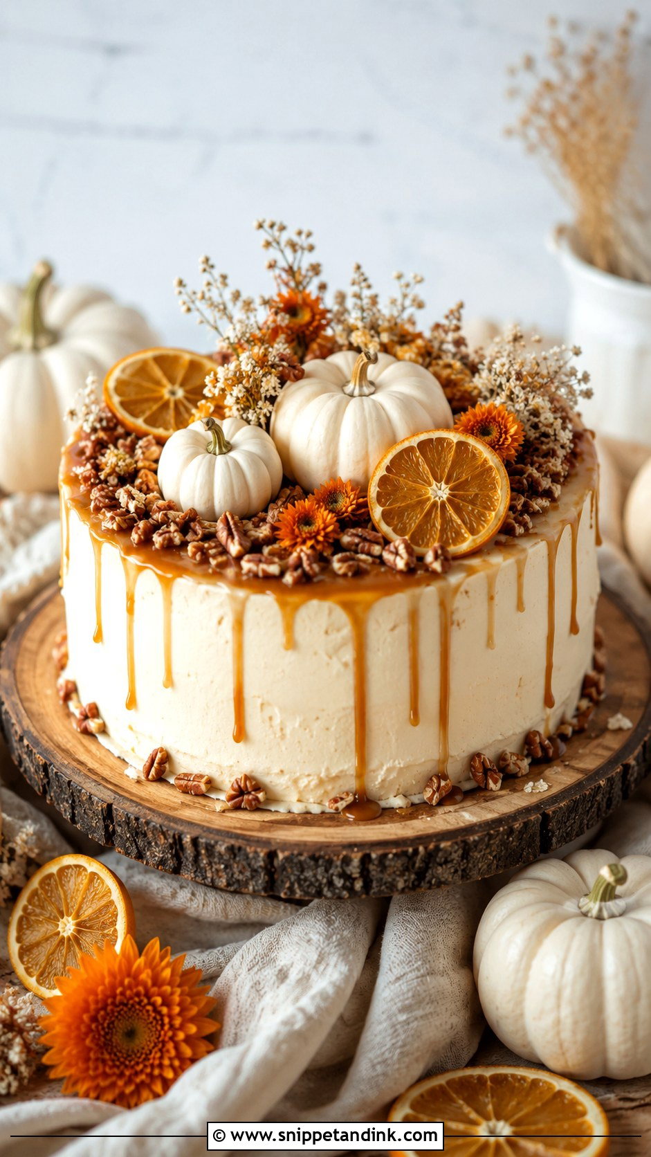 Pumpkin Spice Single Tier Wedding Cake - Snippet and Ink - 30 Rustic Fall Single Tier Wedding Cake Ideas