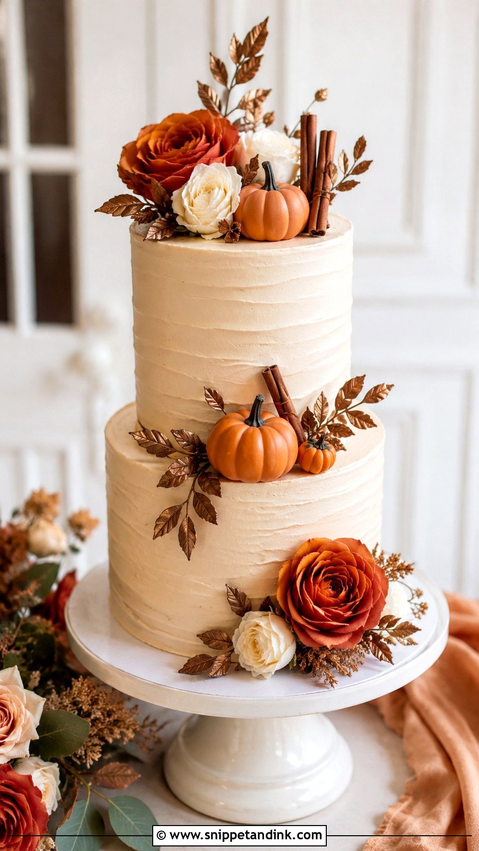 Pumpkin Spice Wedding Cake - Snippet and Ink - 20 Fall Wedding Cake Ideas