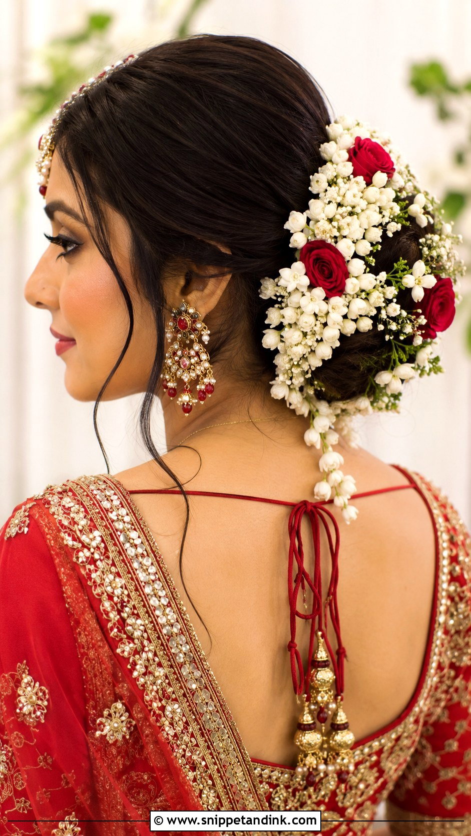 Punjabi Braided Bun With Paranda - Snippet and Ink - 25 Indian Wedding Hair Ideas