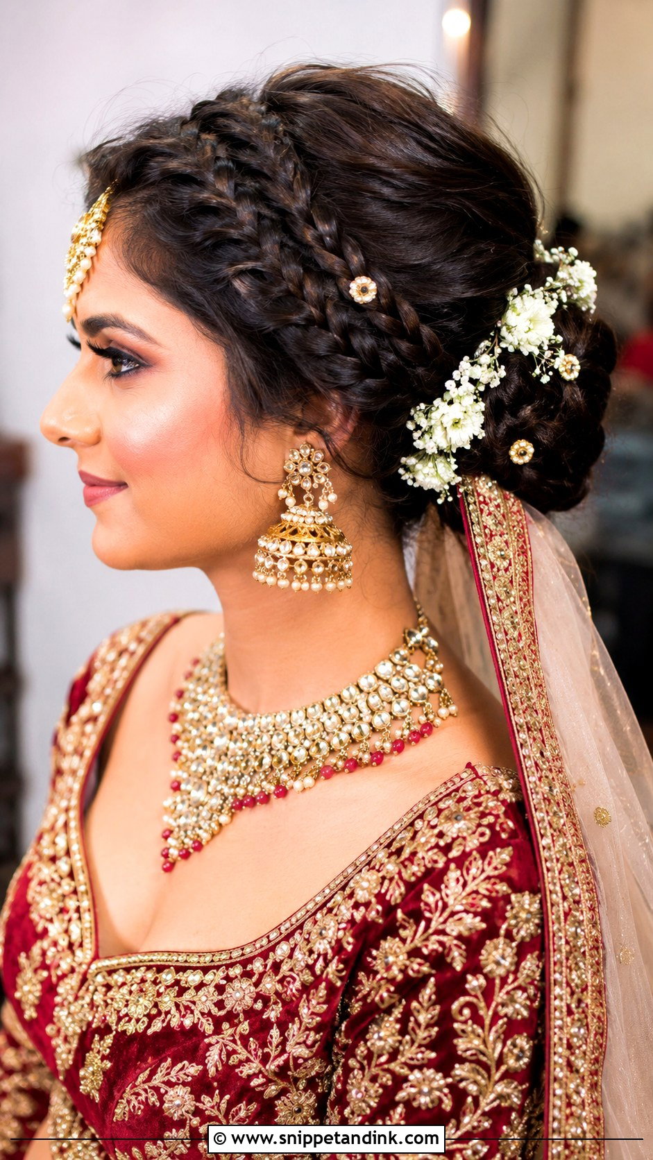 Punjabi Bridal Braided Bun - Snippet and Ink - 15 Punjabi Bridal Hairstyles