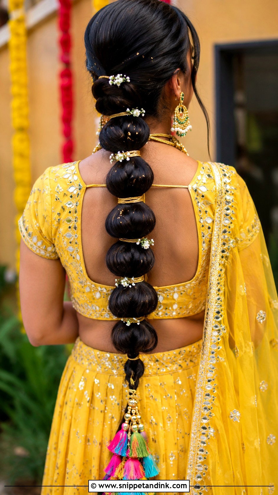 Punjabi Bridal Bubble Braid - Snippet and Ink - 15 Punjabi Bridal Hairstyles
