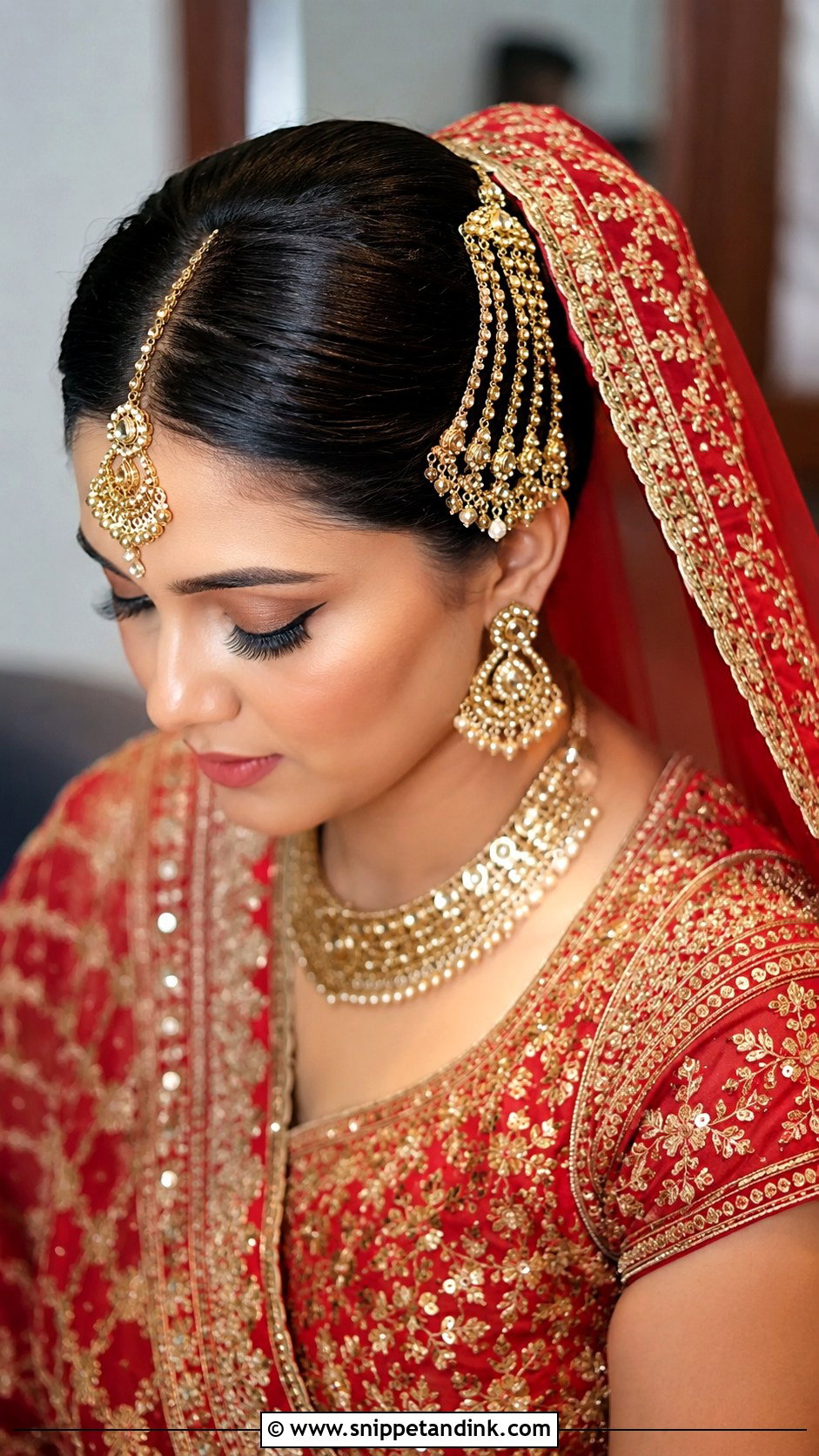 Punjabi Bridal Bun With Dupatta - Snippet and Ink - 15 Punjabi Bridal Hairstyles