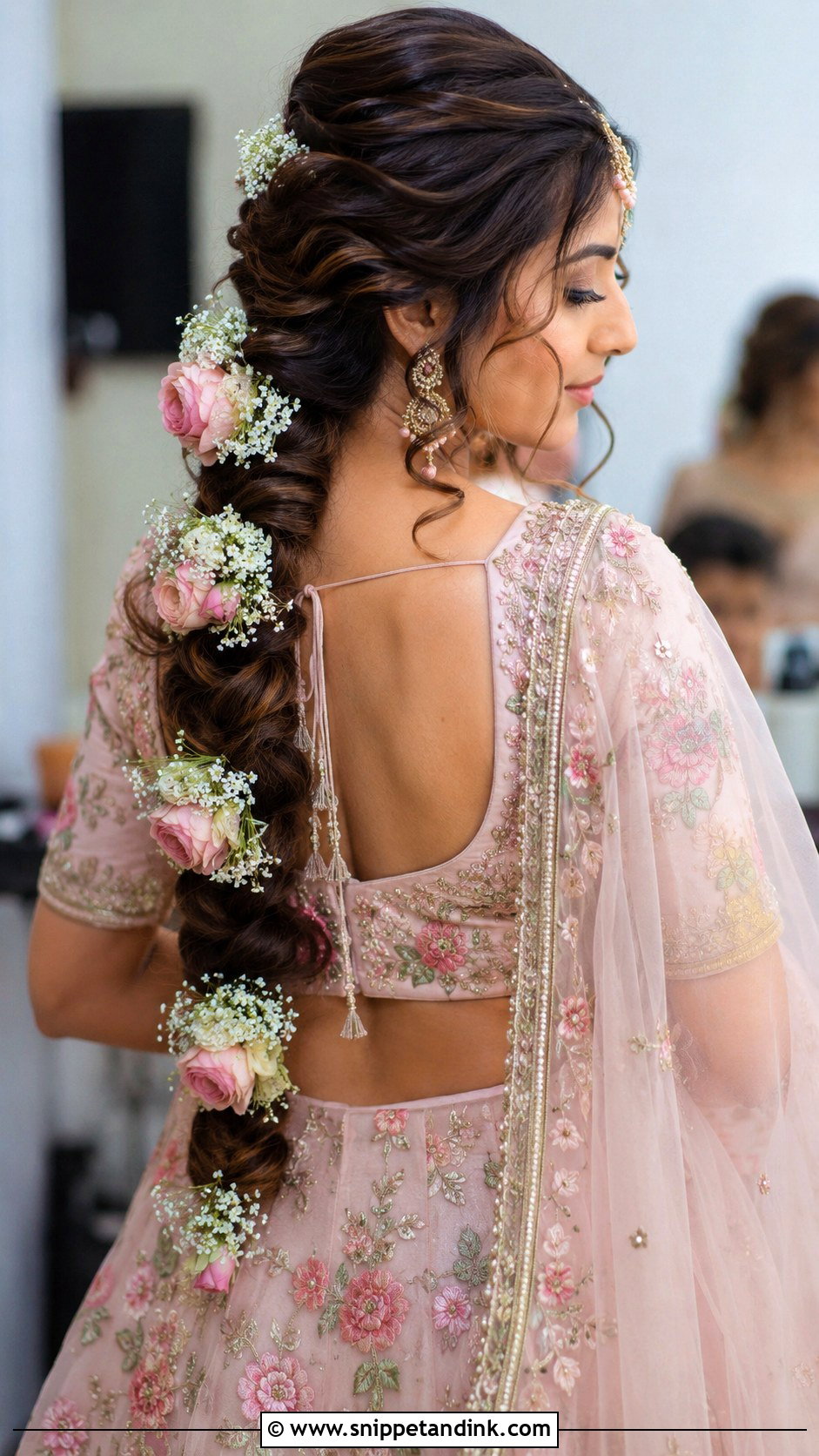 Punjabi Bridal Floral Braid - Snippet and Ink - 15 Punjabi Bridal Hairstyles