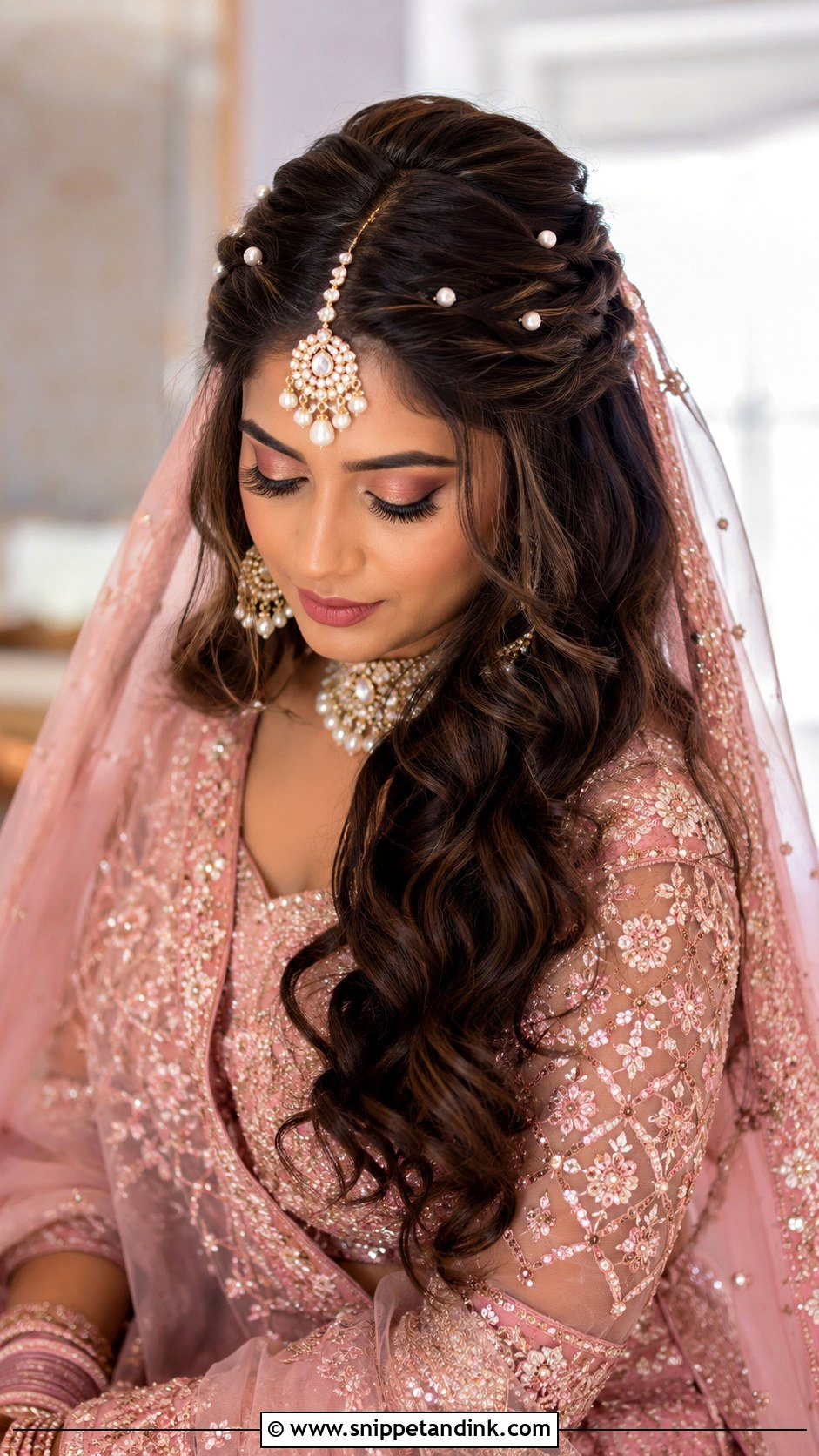 Punjabi Bridal Half Up Hairstyle - Snippet and Ink - 15 Punjabi Bridal Hairstyles
